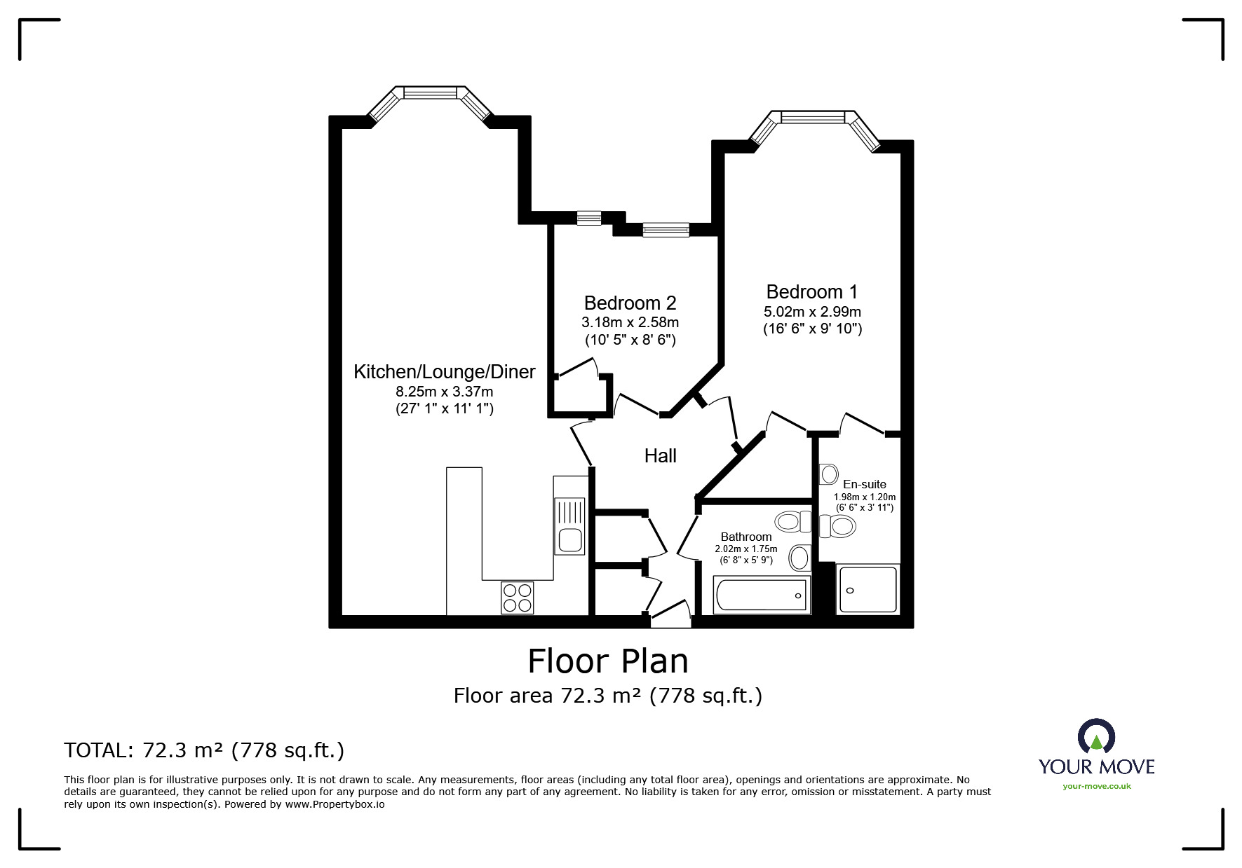 Floorplan of 2 bedroom  Flat for sale, St. Catherines, Lincoln, Lincolnshire, LN5