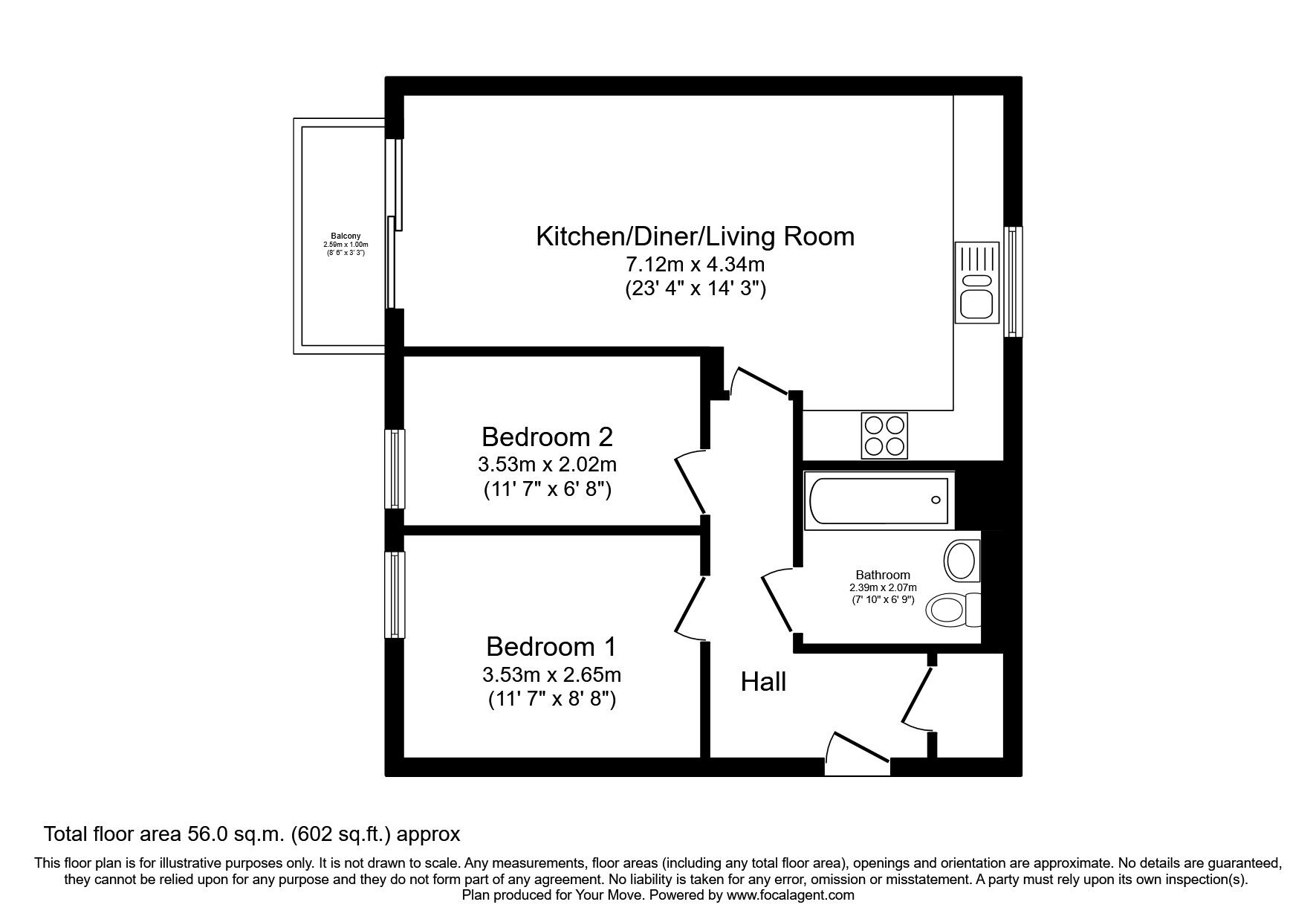 Floorplan of 2 bedroom  Flat to rent, Angelica Road, Lincoln, Lincolnshire, LN1