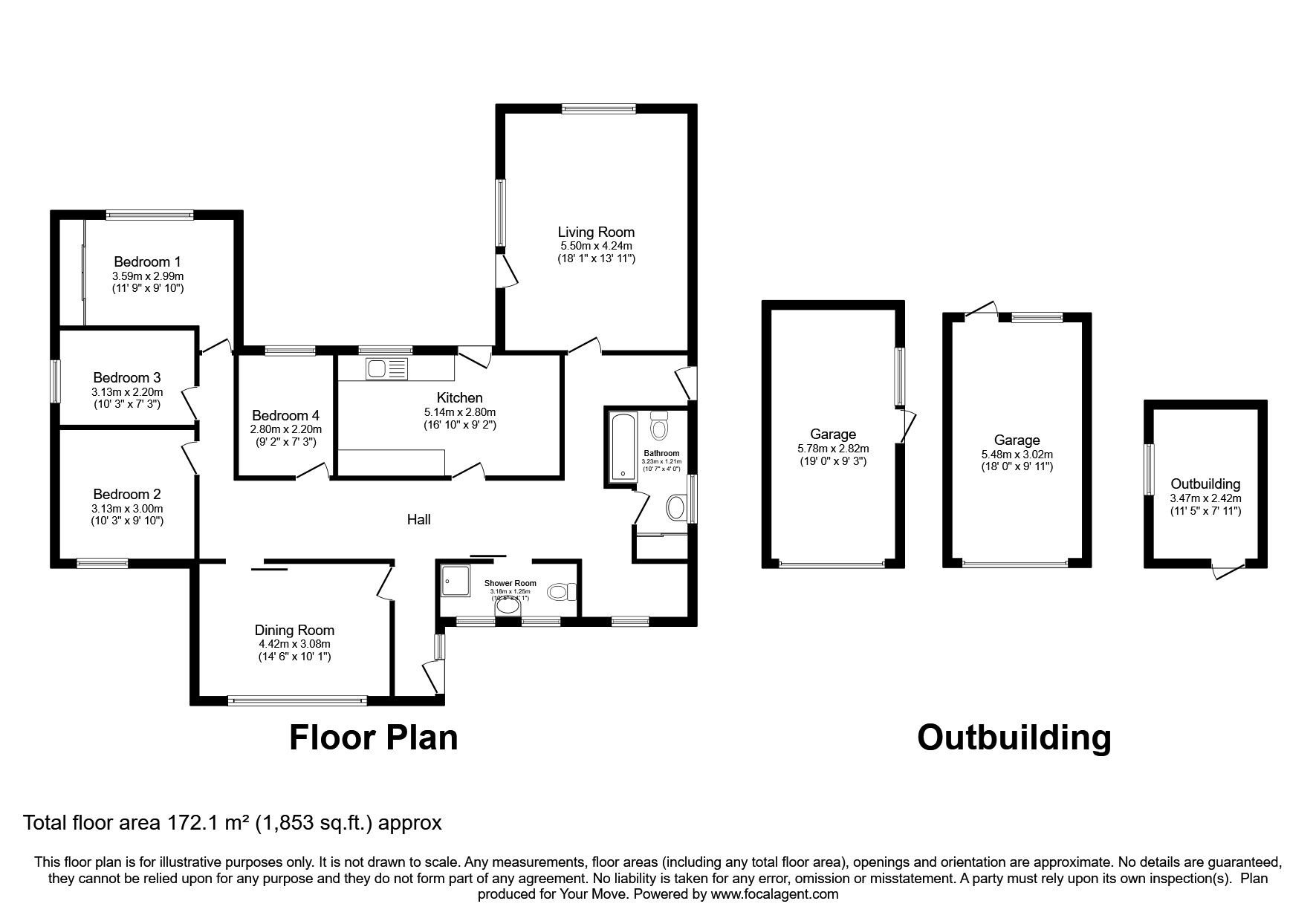 Floorplan of 4 bedroom Detached Bungalow for sale, Albion Crescent, Lincoln, Lincolnshire, LN1