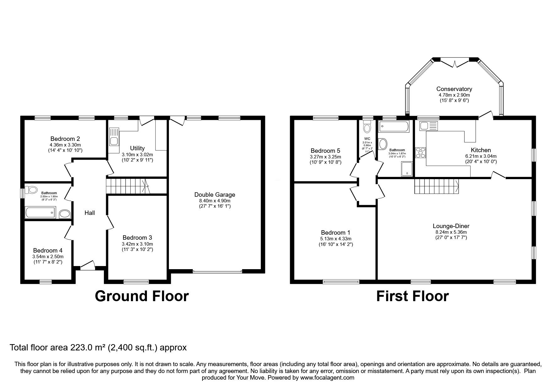 Floorplan of 5 bedroom Detached House for sale, Lincoln Road, Washingborough, Lincolnshire, LN4