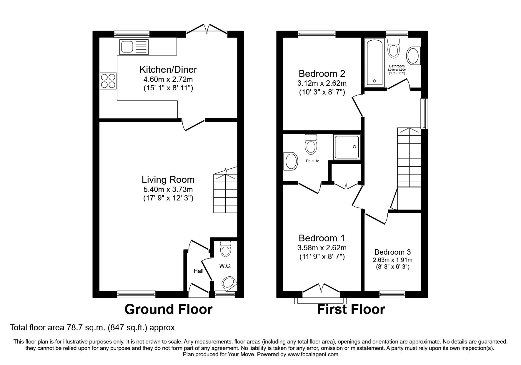 Floorplan of 3 bedroom Semi Detached House for sale, Quintus Place, North Hykeham, Lincolnshire, LN6