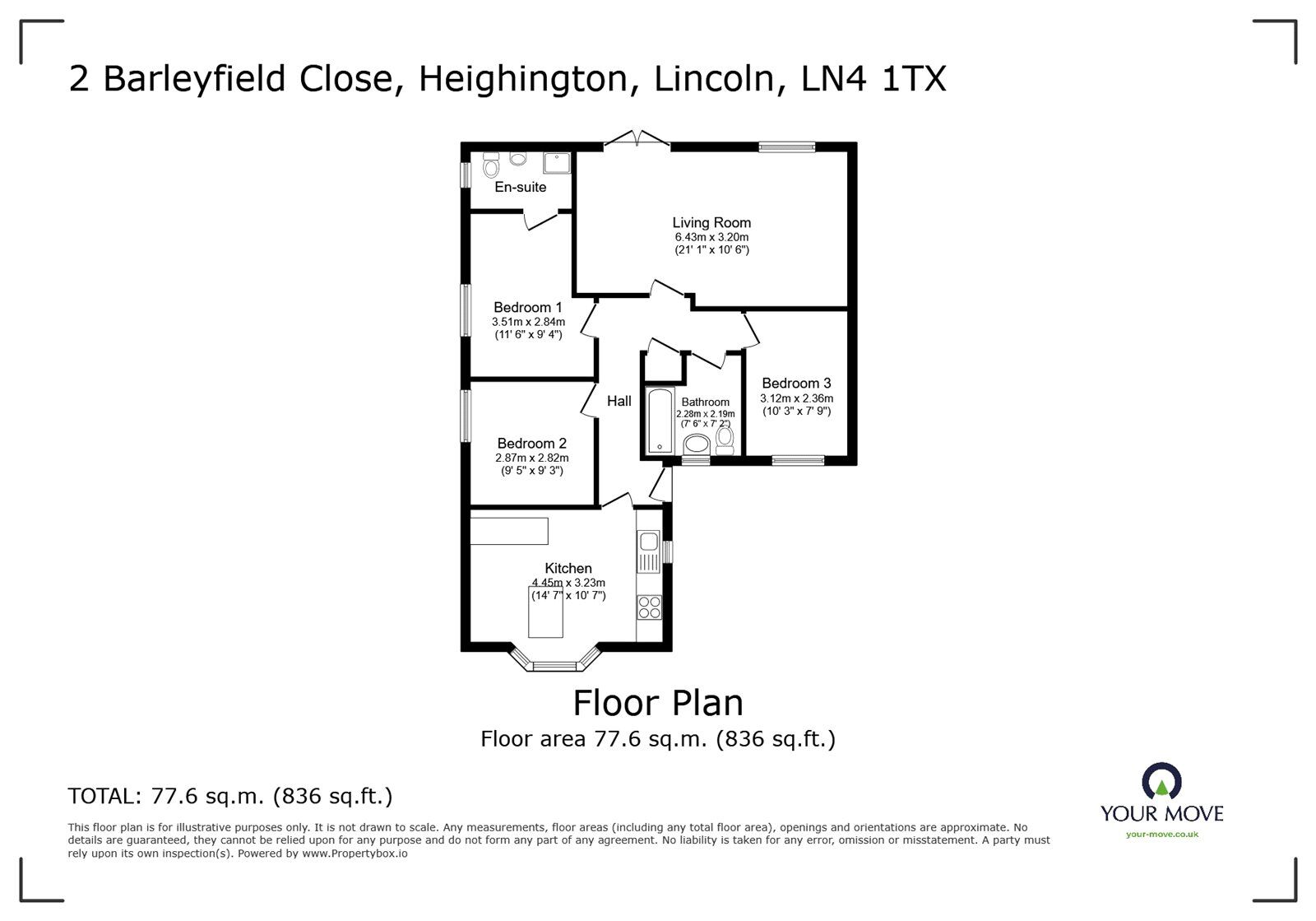 Floorplan of 3 bedroom Detached Bungalow for sale, Barleyfield Close, Heighington, Lincolnshire, LN4