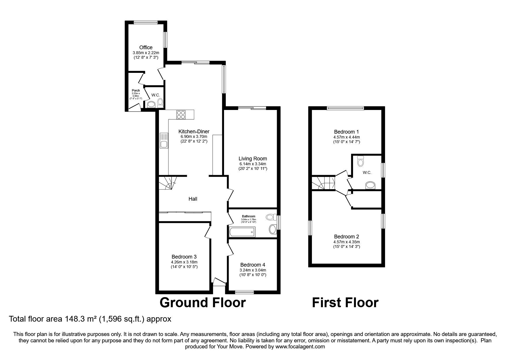 Floorplan of 4 bedroom Detached House for sale, Gardenfield, Skellingthorpe, Lincolnshire, LN6