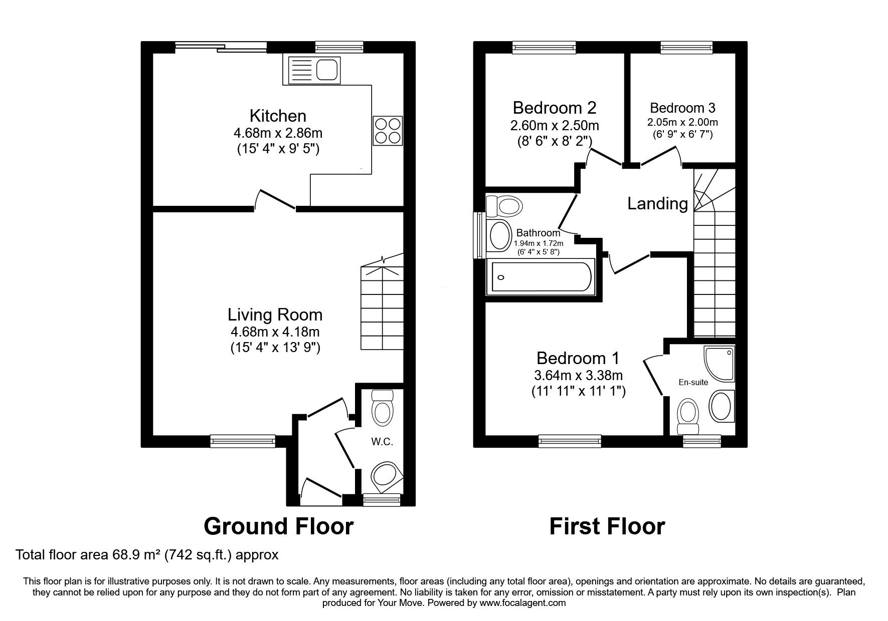 Floorplan of 3 bedroom Semi Detached House for sale, Petersfield Close, Lincoln, Lincolnshire, LN6