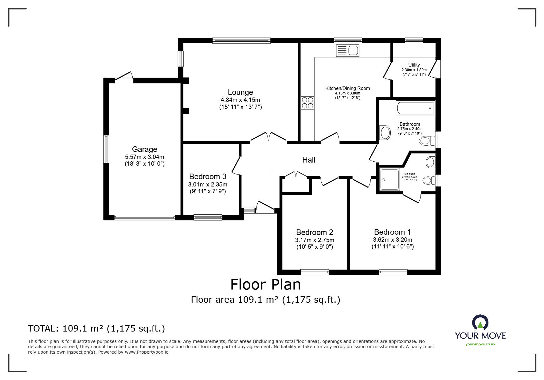 Floorplan of 3 bedroom Detached Bungalow for sale, Meadowlake Crescent, Lincoln, Lincolnshire, LN6