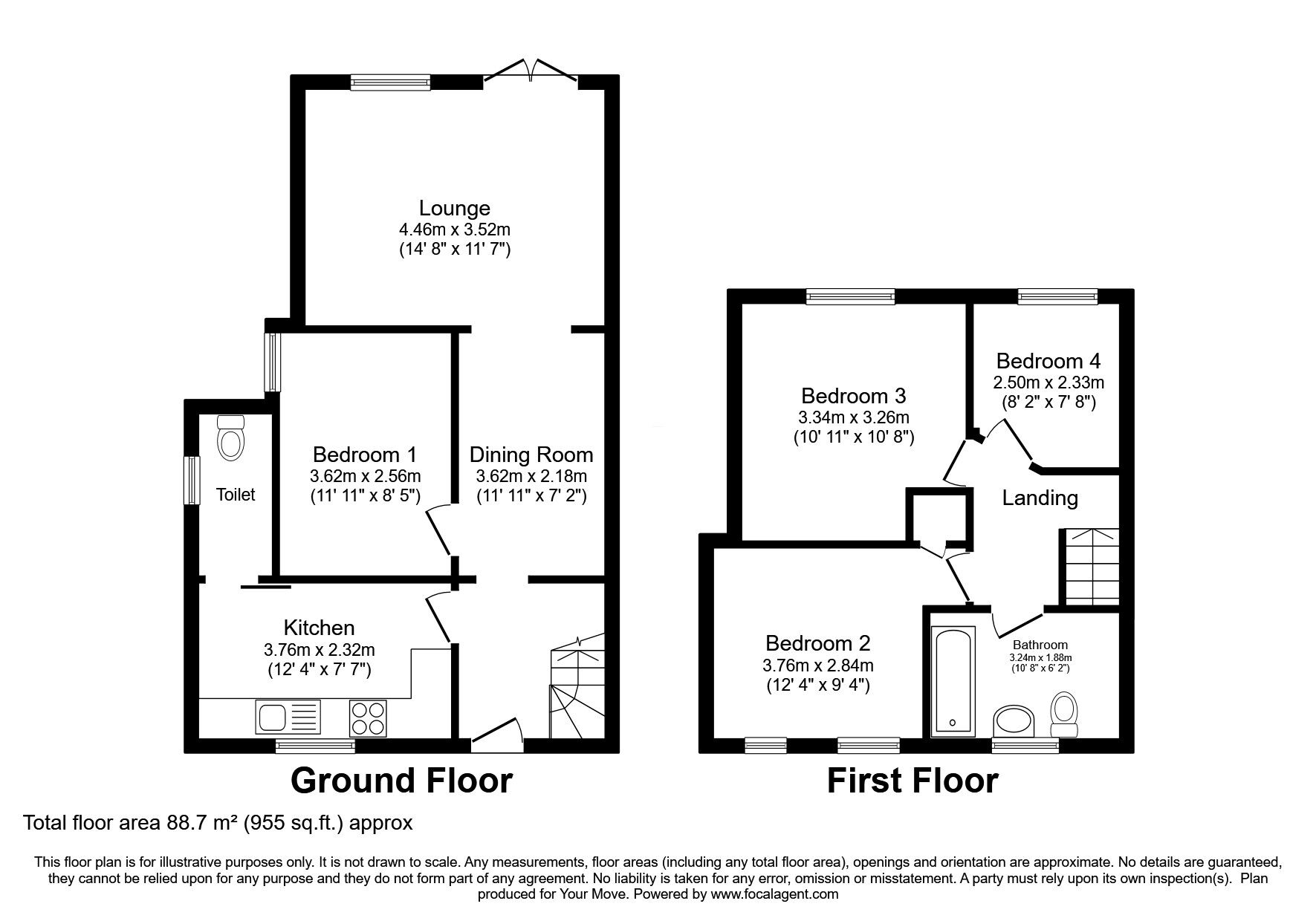 Floorplan of 4 bedroom Mid Terrace House for sale, Westwick Drive, Lincoln, Lincolnshire, LN6