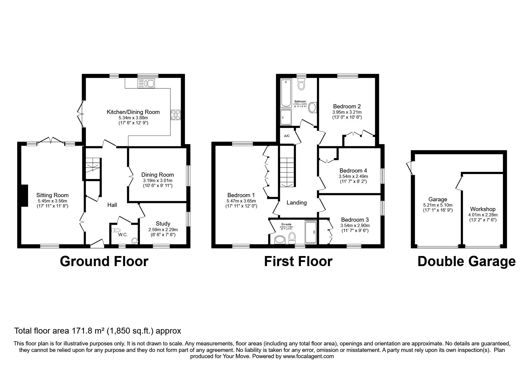 Floorplan of 4 bedroom Detached House for sale, Pine Close, Fernwood, Nottinghamshire, NG24