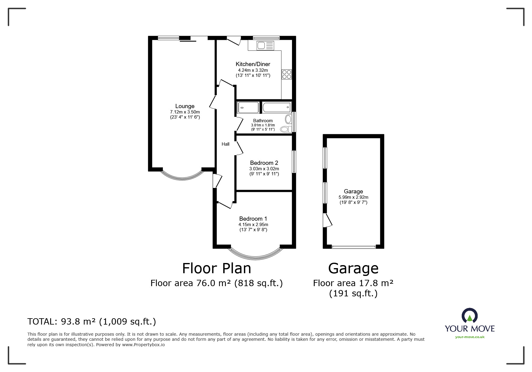 Floorplan of 2 bedroom Detached Bungalow for sale, Newport, Lincoln, Lincolnshire, LN1