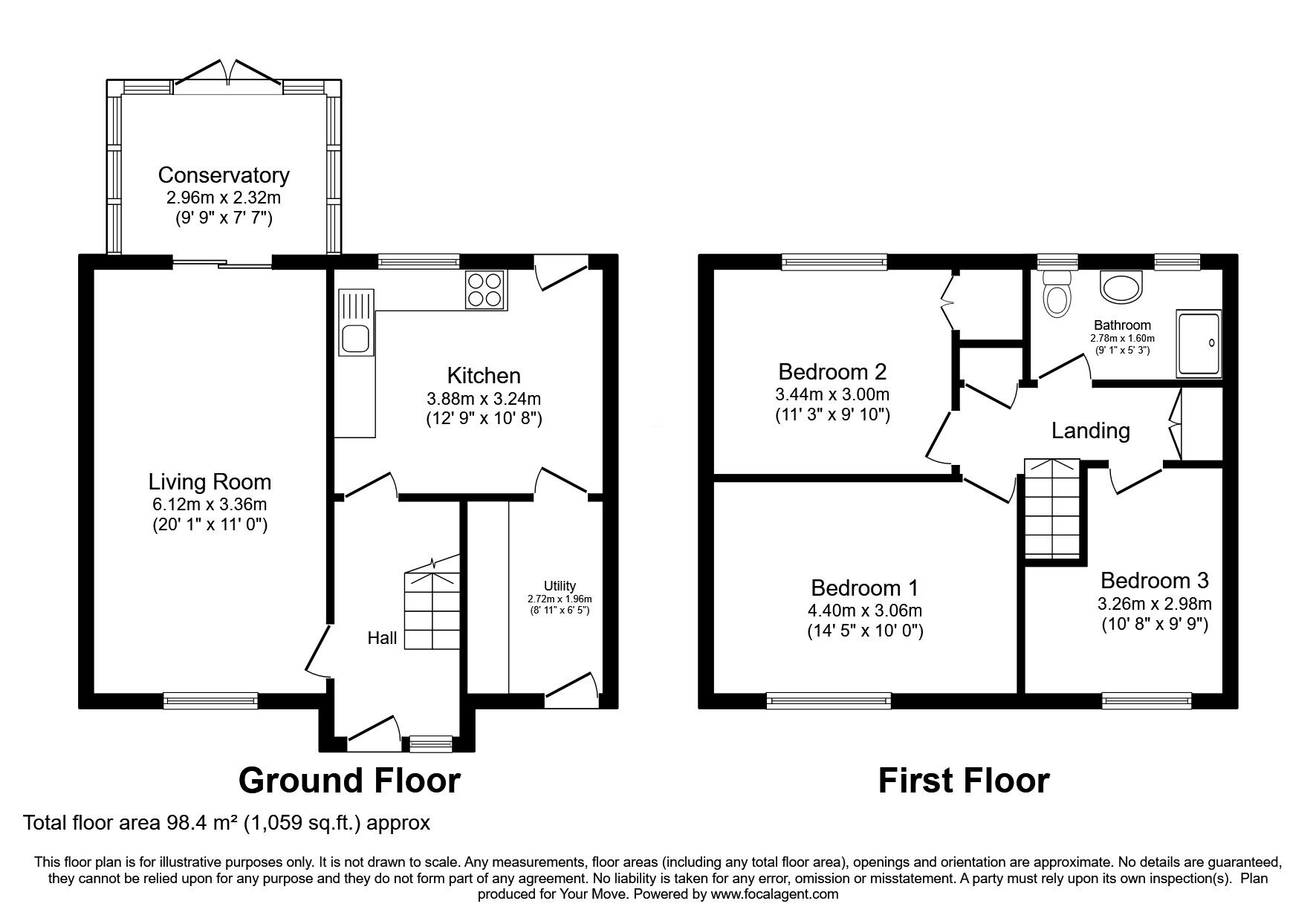 Floorplan of 3 bedroom Mid Terrace House for sale, Welton Gardens, Lincoln, Lincolnshire, LN2