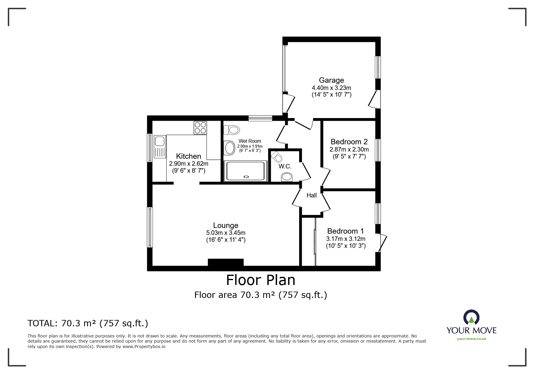 Floorplan of 2 bedroom Semi Detached Bungalow for sale, Montaigne Close, Lincoln, Lincolnshire, LN2