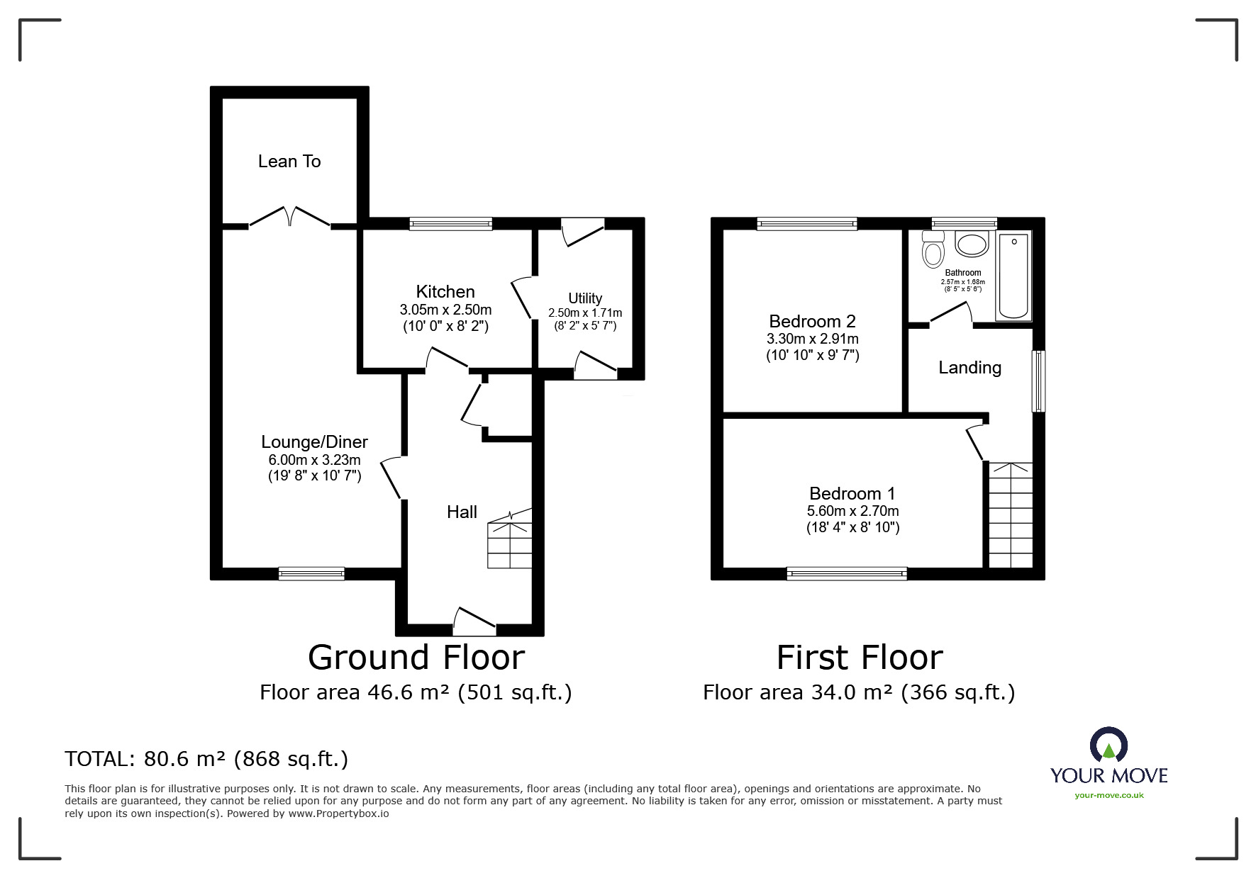 Floorplan of 2 bedroom Semi Detached House to rent, Amble Close, Lincoln, Lincolnshire, LN1