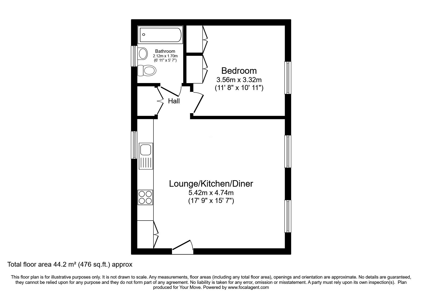 Floorplan of 1 bedroom  Flat for sale, Flaxley Road, Lincoln, Lincolnshire, LN2