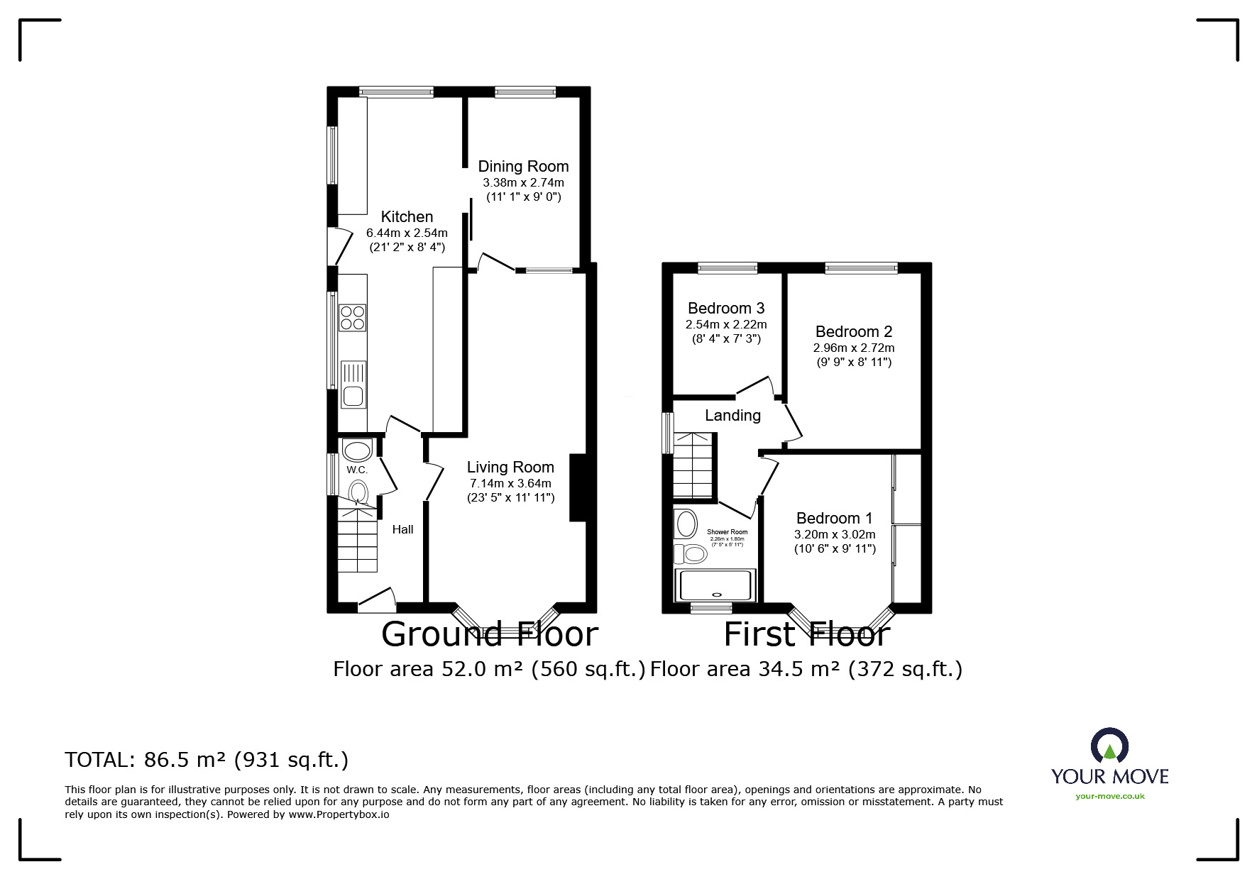 Floorplan of 3 bedroom Semi Detached House for sale, Park Avenue, Lincoln, Lincolnshire, LN6