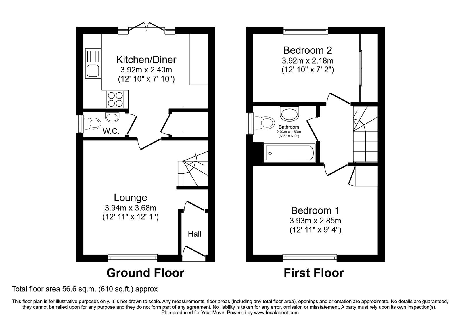 Floorplan of 2 bedroom Semi Detached House for sale, Pius Avenue, North Hykeham, Lincolnshire, LN6