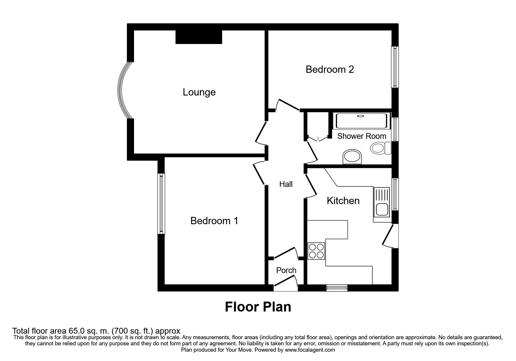 Floorplan of 2 bedroom Semi Detached Bungalow for sale, Water Lane, North Hykeham, Lincolnshire, LN6