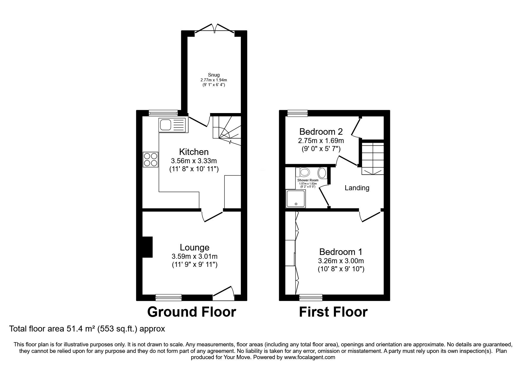 Floorplan of 2 bedroom Mid Terrace House for sale, Nettleham Road, Lincoln, Lincolnshire, LN2