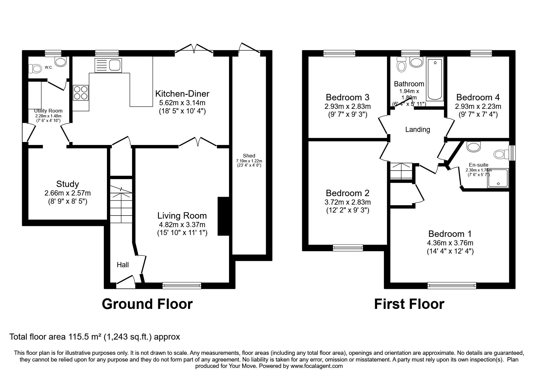 Floorplan of 4 bedroom Detached House for sale, Camshaws Road, Lincoln, Lincolnshire, LN2