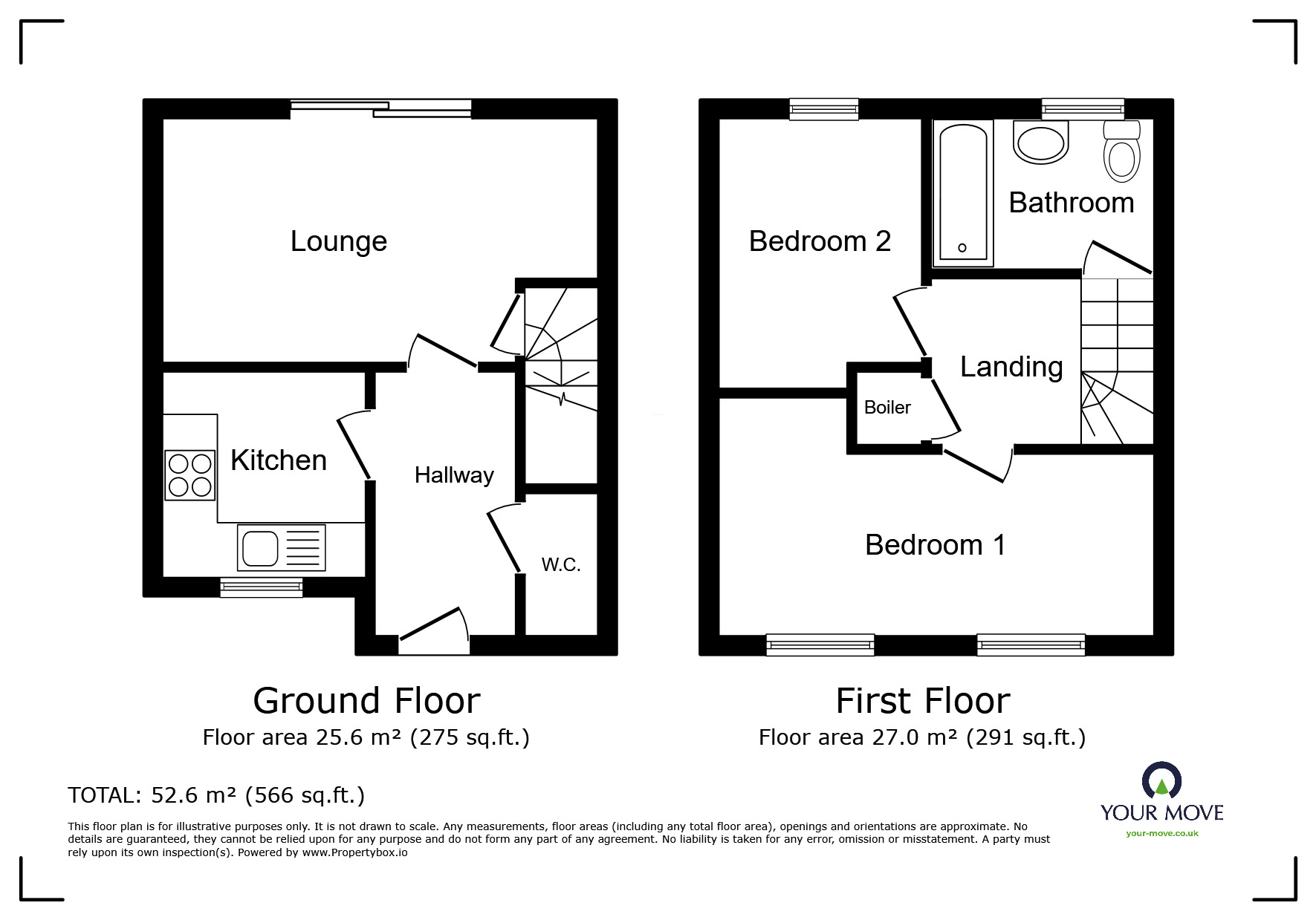 Floorplan of 2 bedroom Mid Terrace House for sale, Ingamells Drive, Saxilby, Lincolnshire, LN1