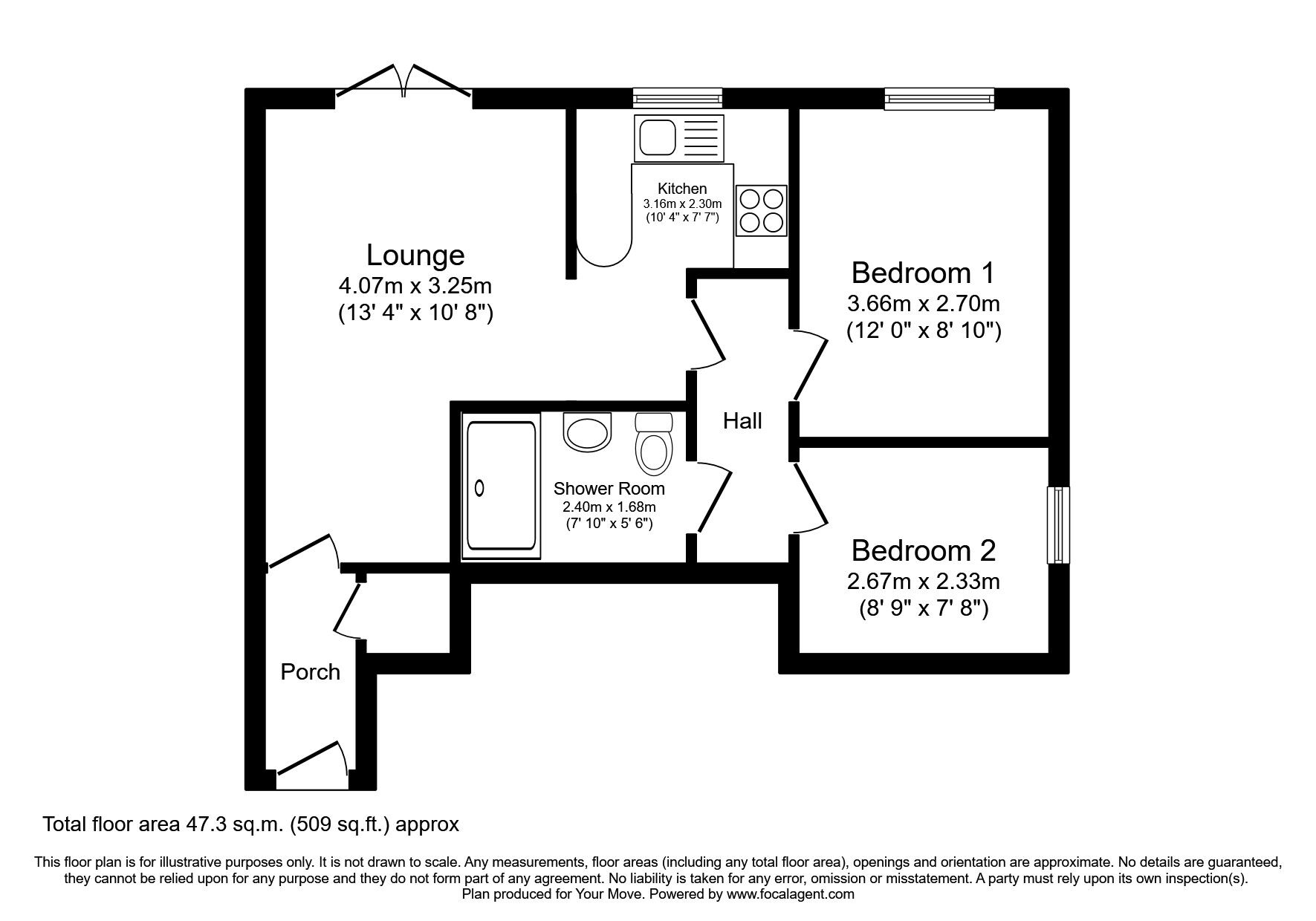 Floorplan of 2 bedroom  Flat to rent, Spire Close, Lincoln, Lincolnshire, LN1