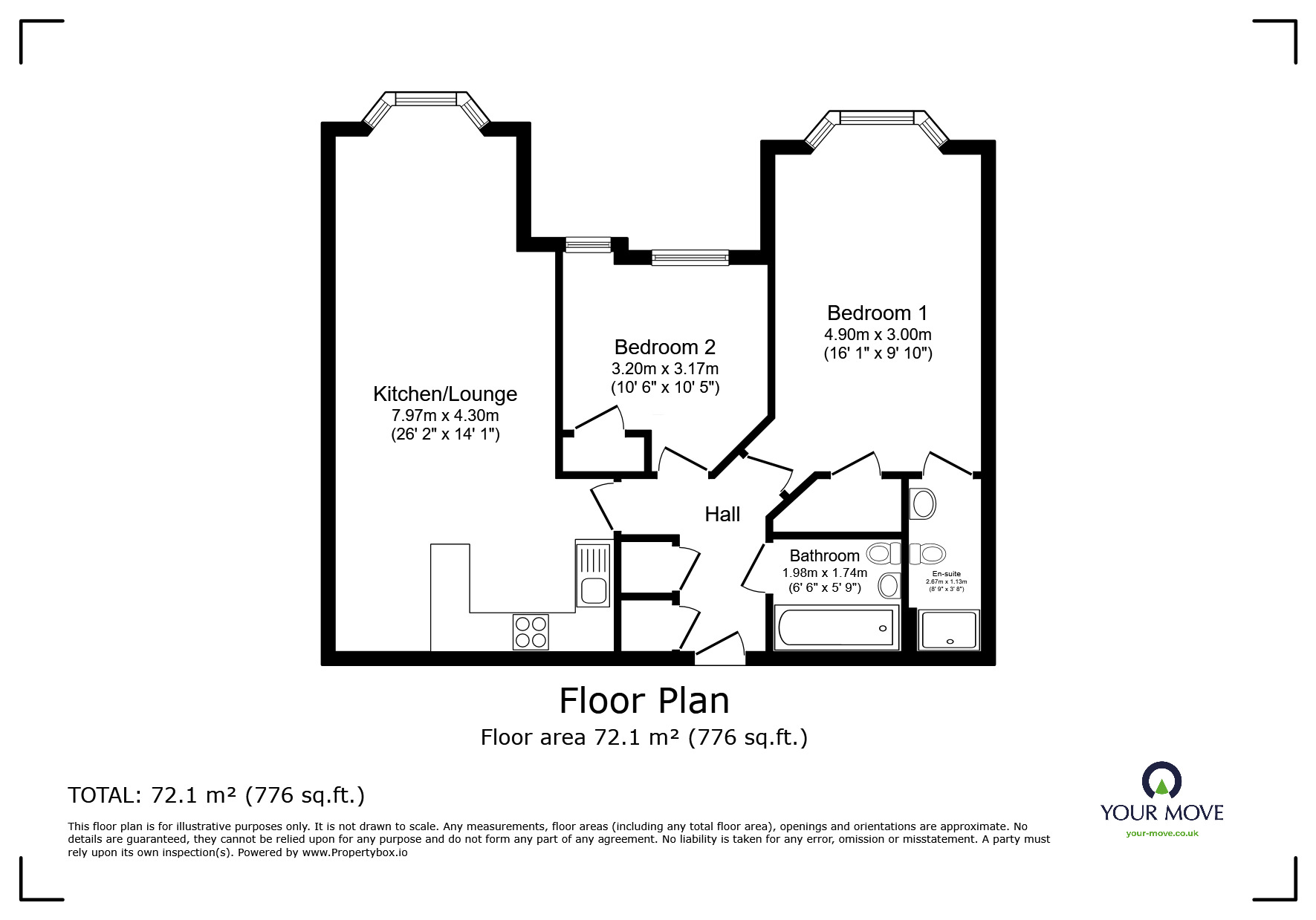 Floorplan of 2 bedroom  Flat for sale, St. Catherines, Lincoln, Lincolnshire, LN5