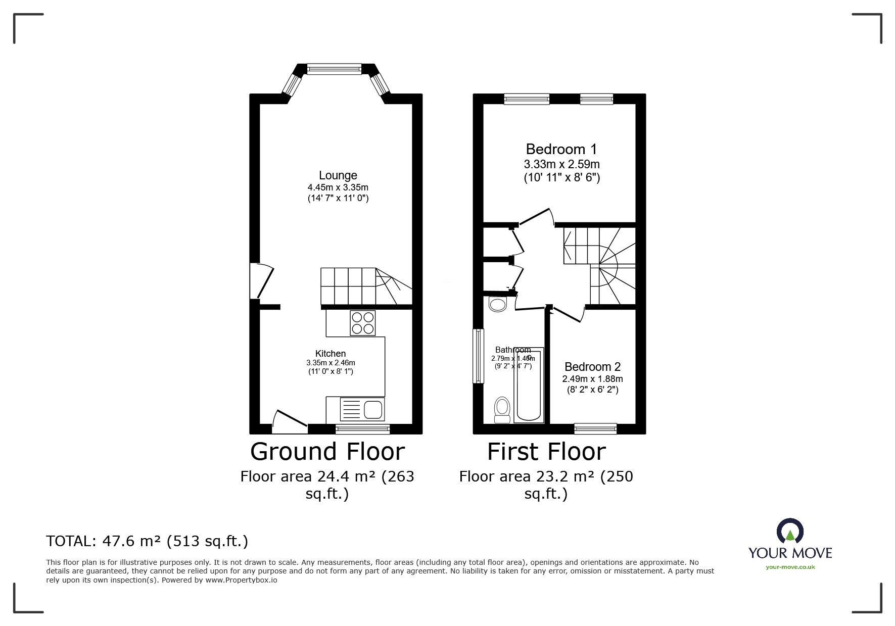 Floorplan of 2 bedroom End Terrace House for sale, Ridgewell Close, Lincoln, Lincolnshire, LN6