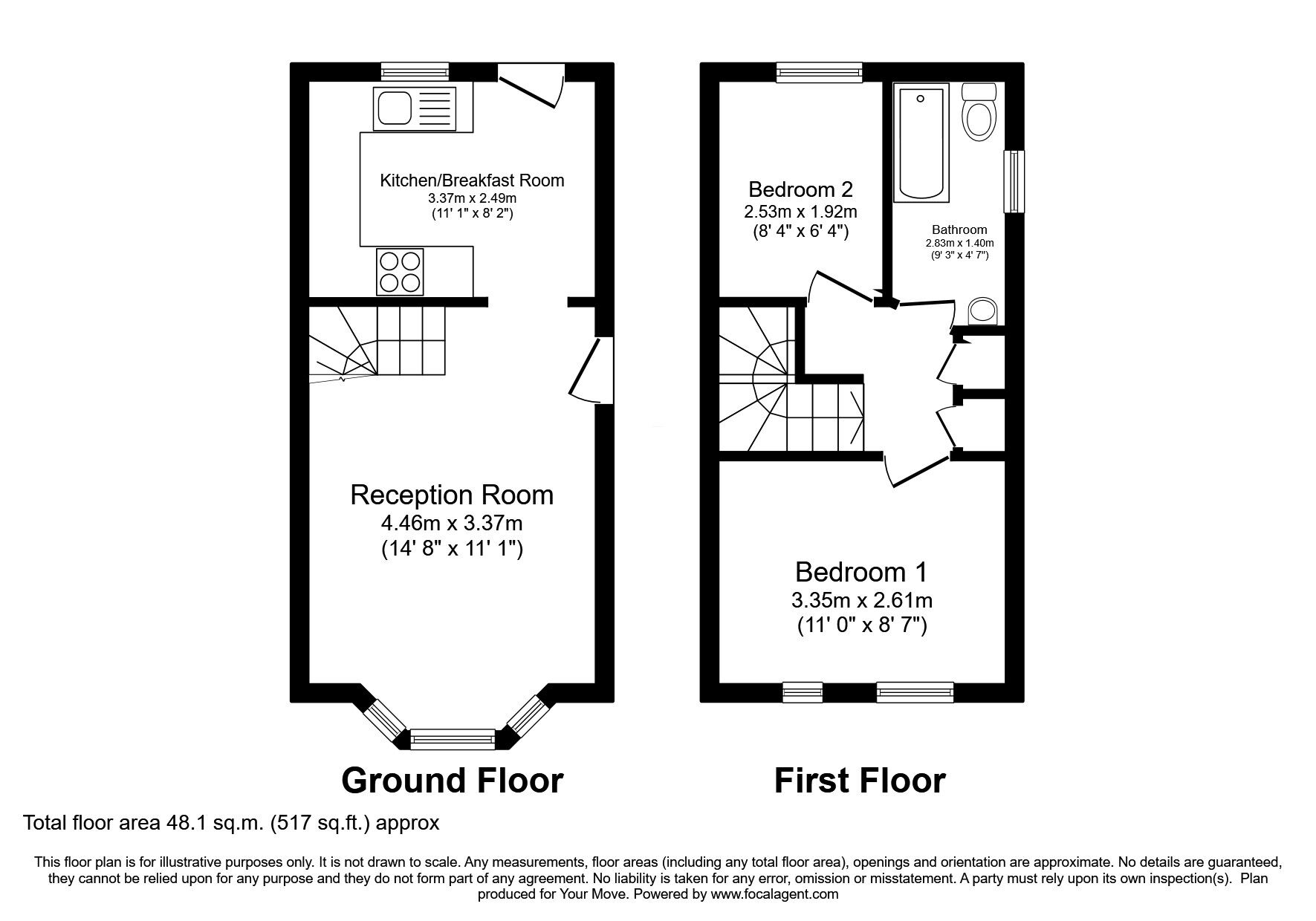 Floorplan of 2 bedroom End Terrace House for sale, Ridgewell Close, Lincoln, Lincolnshire, LN6