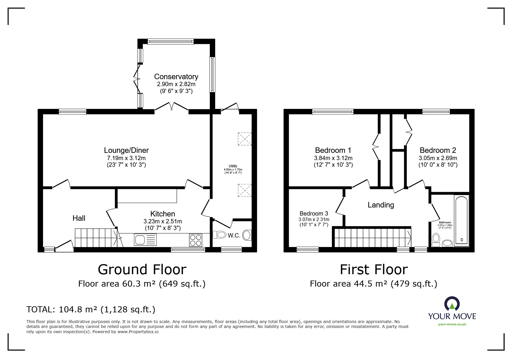 Floorplan of 3 bedroom End Terrace House for sale, Rutland Way, Scampton, Lincolnshire, LN1