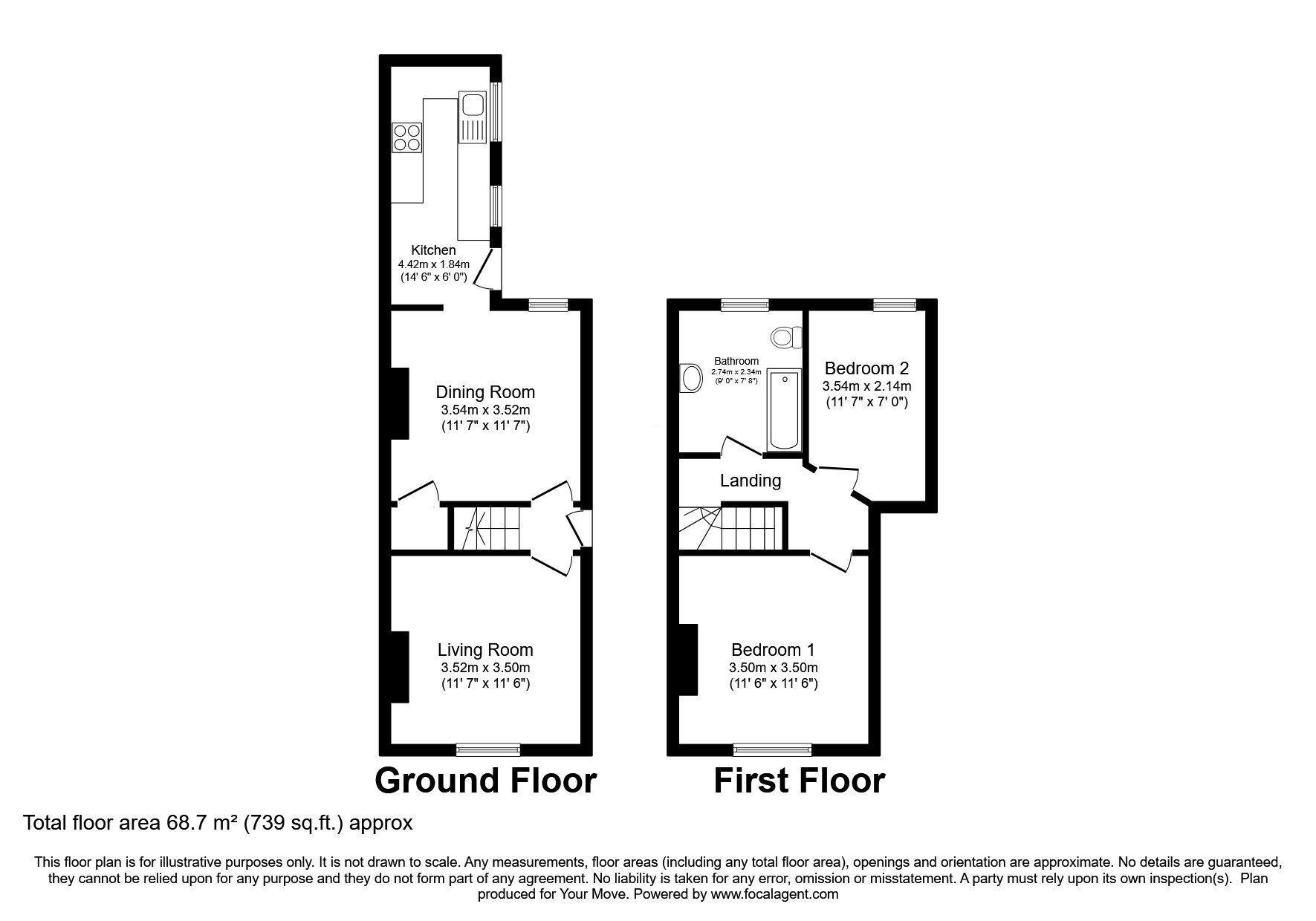 Floorplan of 2 bedroom Mid Terrace House for sale, Sincil Bank, Lincoln, Lincolnshire, LN5