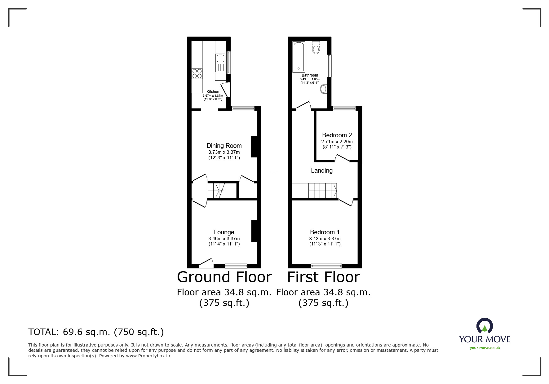 Floorplan of 2 bedroom Mid Terrace House for sale, Hood Street, Lincoln, Lincolnshire, LN5