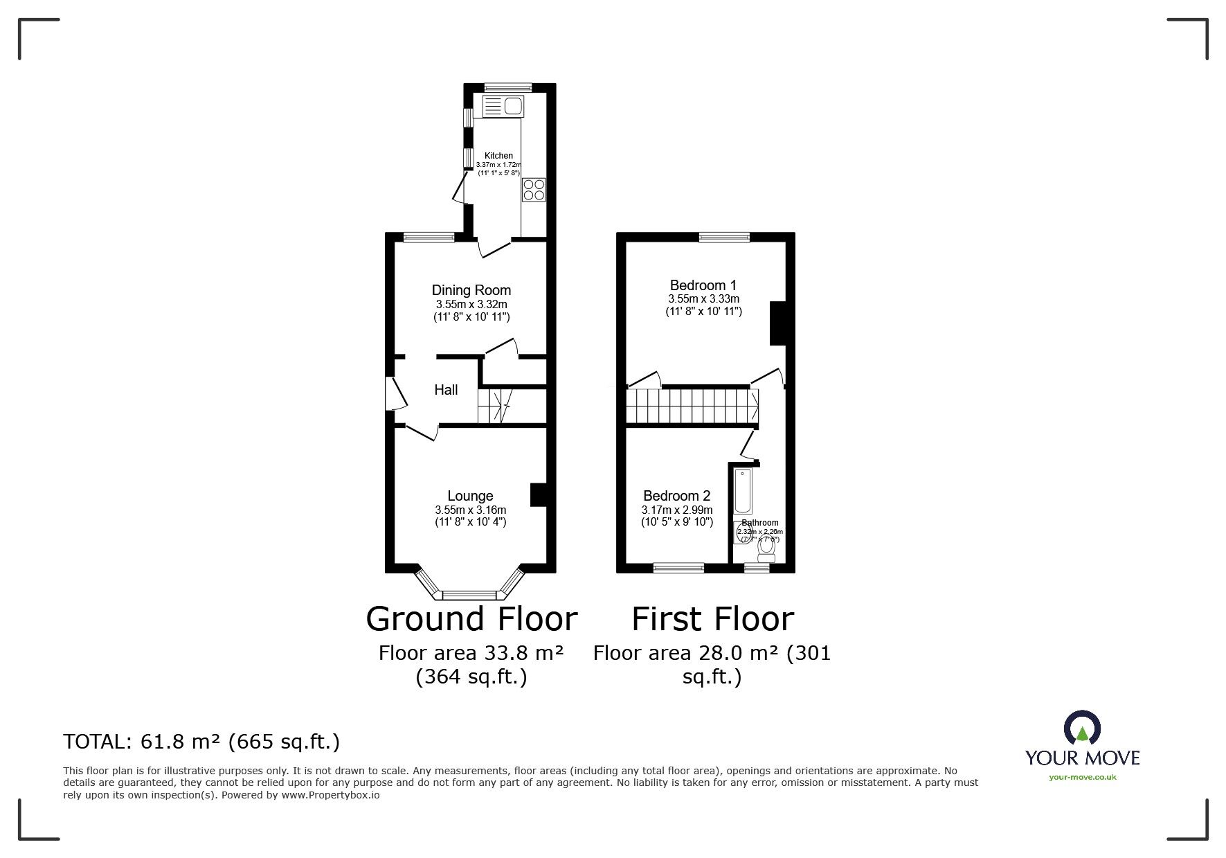 Floorplan of 2 bedroom Mid Terrace House for sale, Horton Street, Lincoln, Lincolnshire, LN2