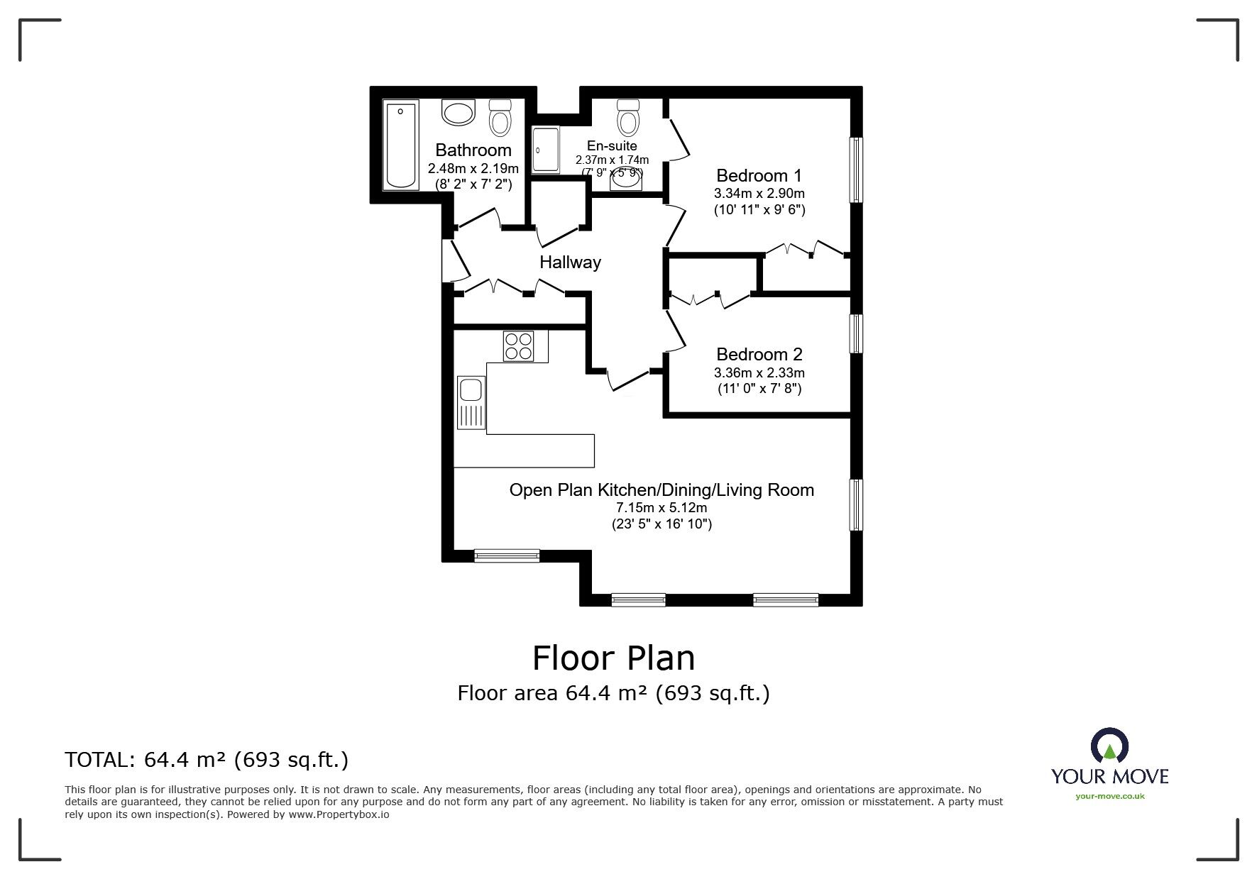 Floorplan of 2 bedroom  Flat for sale, Flaxley Road, Lincoln, Lincolnshire, LN2