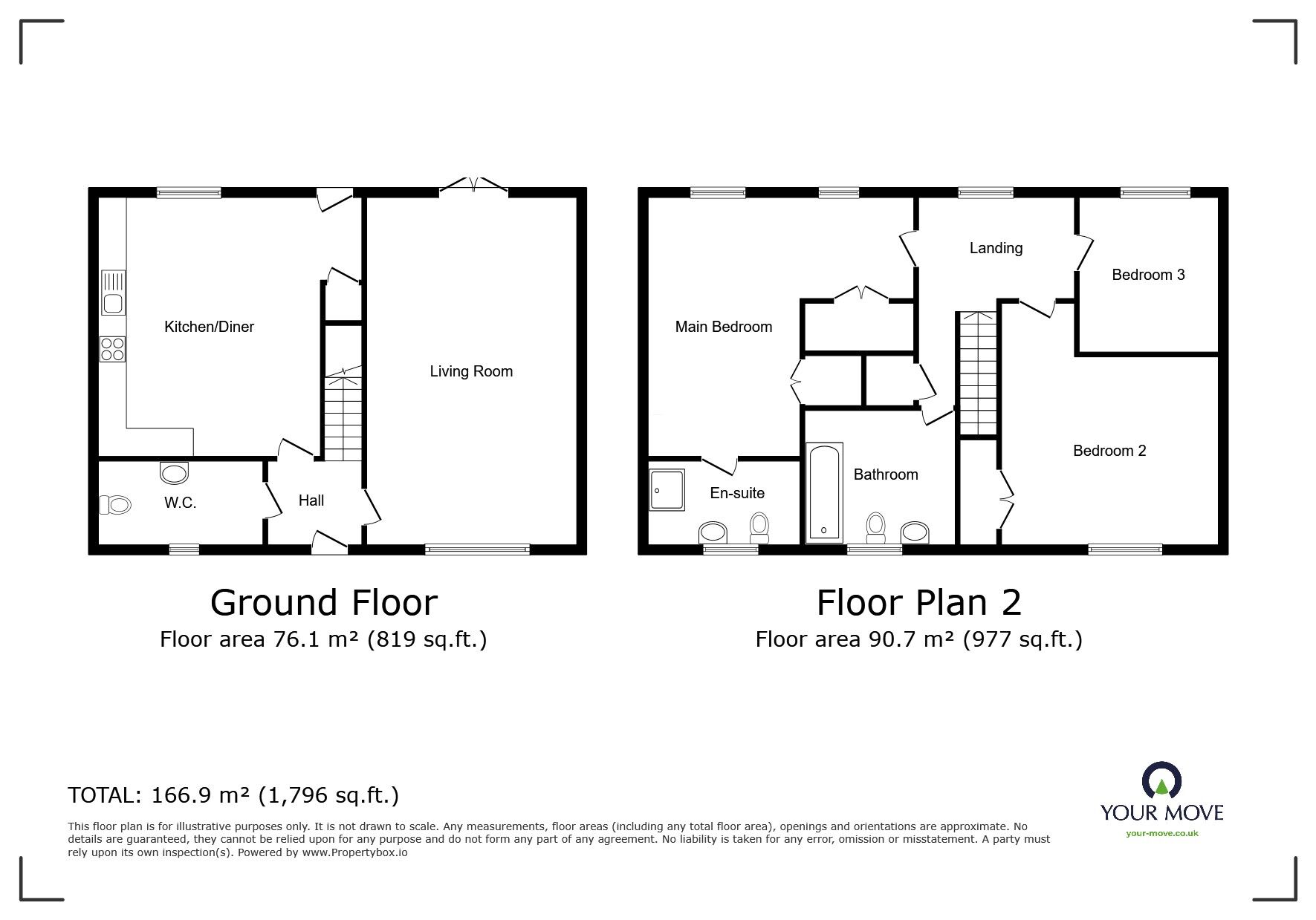 Floorplan of 3 bedroom  House to rent, Hadrians Walk, North Hykeham, Lincolnshire, LN6