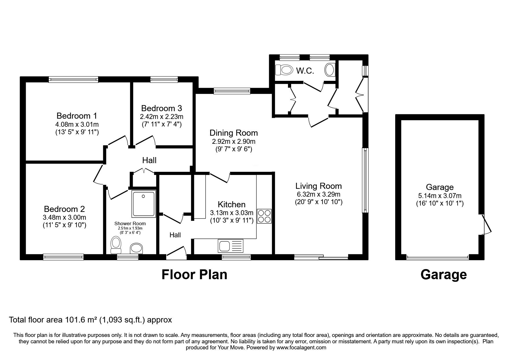 Floorplan of 3 bedroom Detached Bungalow for sale, Saxilby Road, Skellingthorpe, Lincolnshire, LN6