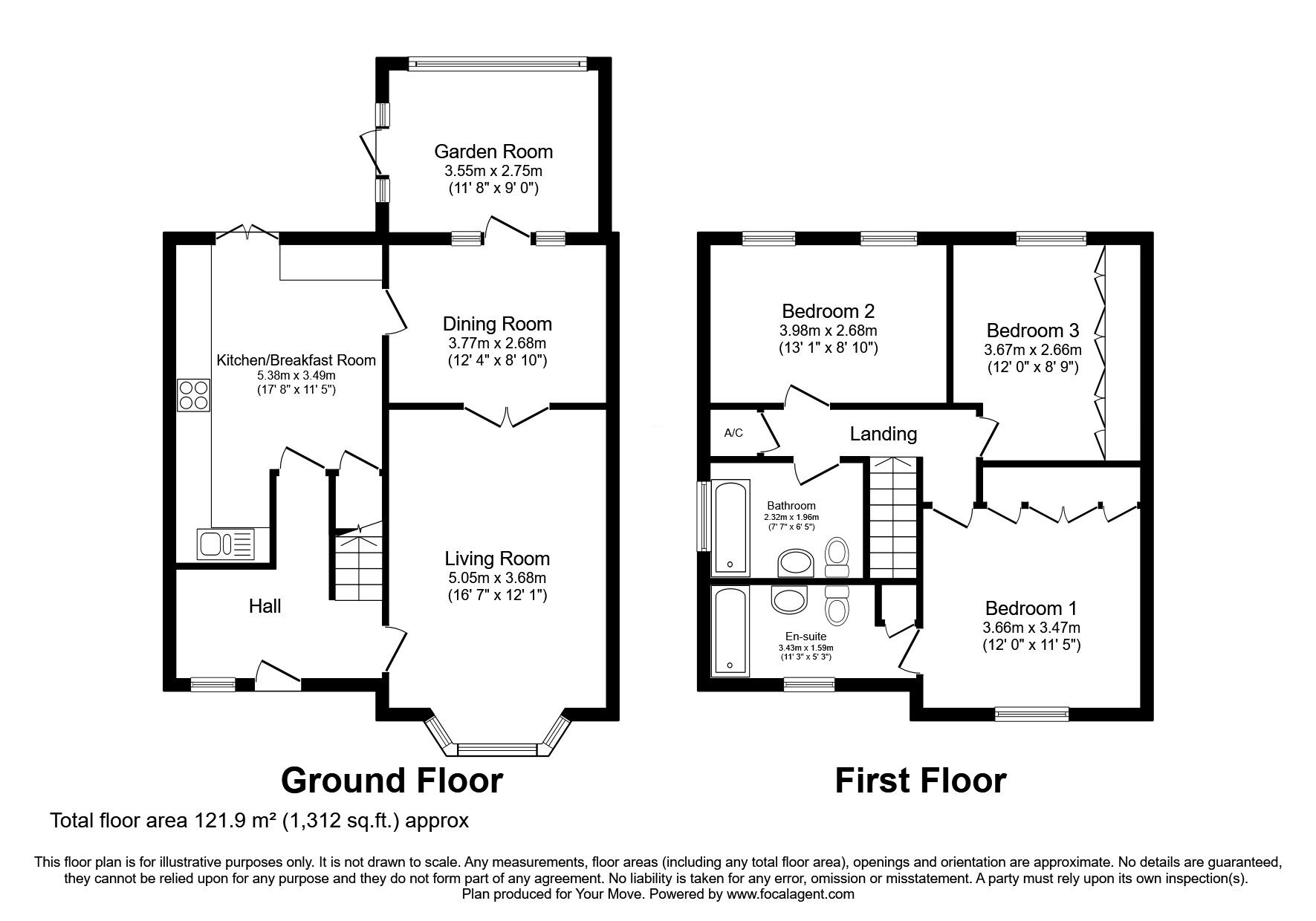 Floorplan of 3 bedroom Detached House for sale, Bakewell Mews, North Hykeham, Lincolnshire, LN6