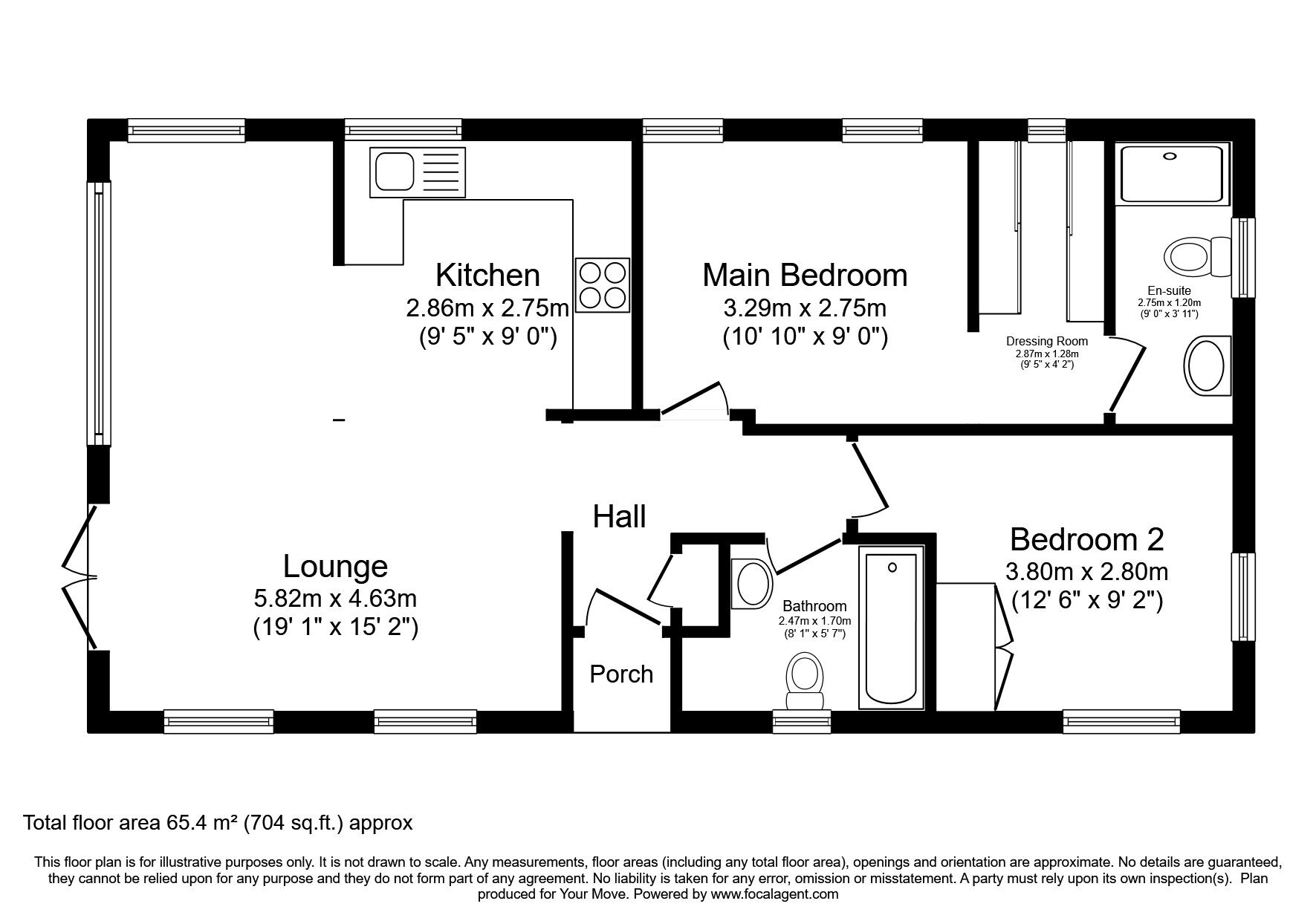 Floorplan of 2 bedroom Detached Property for sale, Kirkstead Bridge Park, Martin Dales, Lincolnshire, LN10