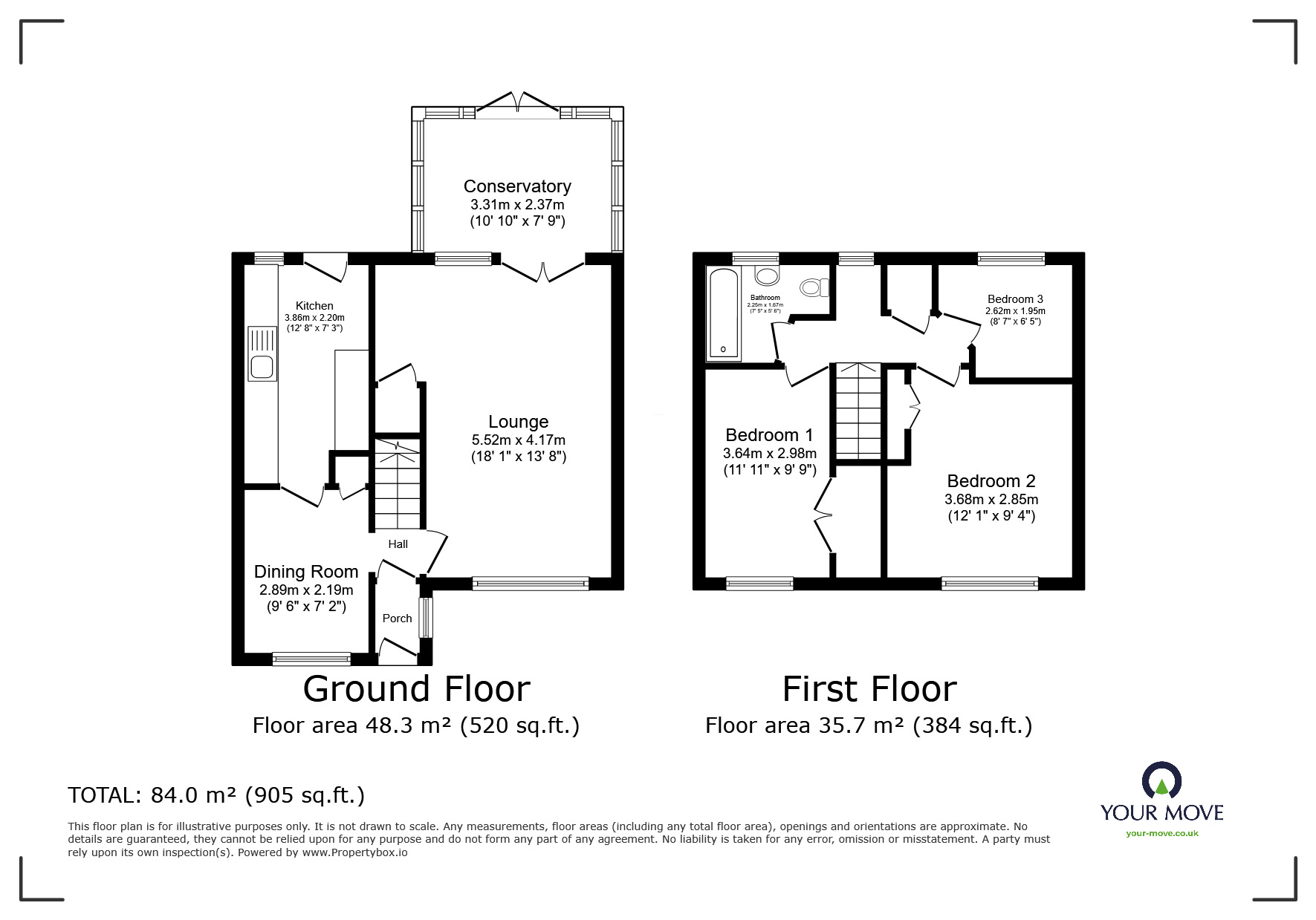 Floorplan of 3 bedroom Mid Terrace House for sale, Heron View, Lincoln, Lincolnshire, LN6