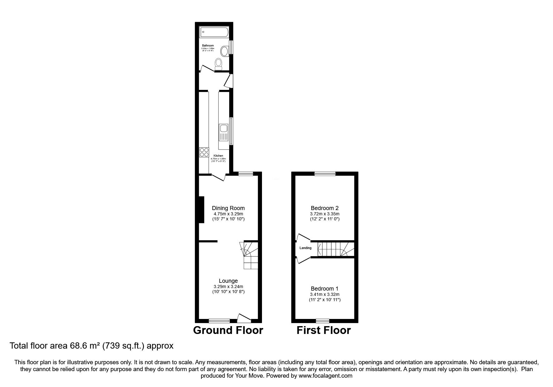 Floorplan of 2 bedroom Mid Terrace House for sale, Saville Street, Lincoln, Lincolnshire, LN5