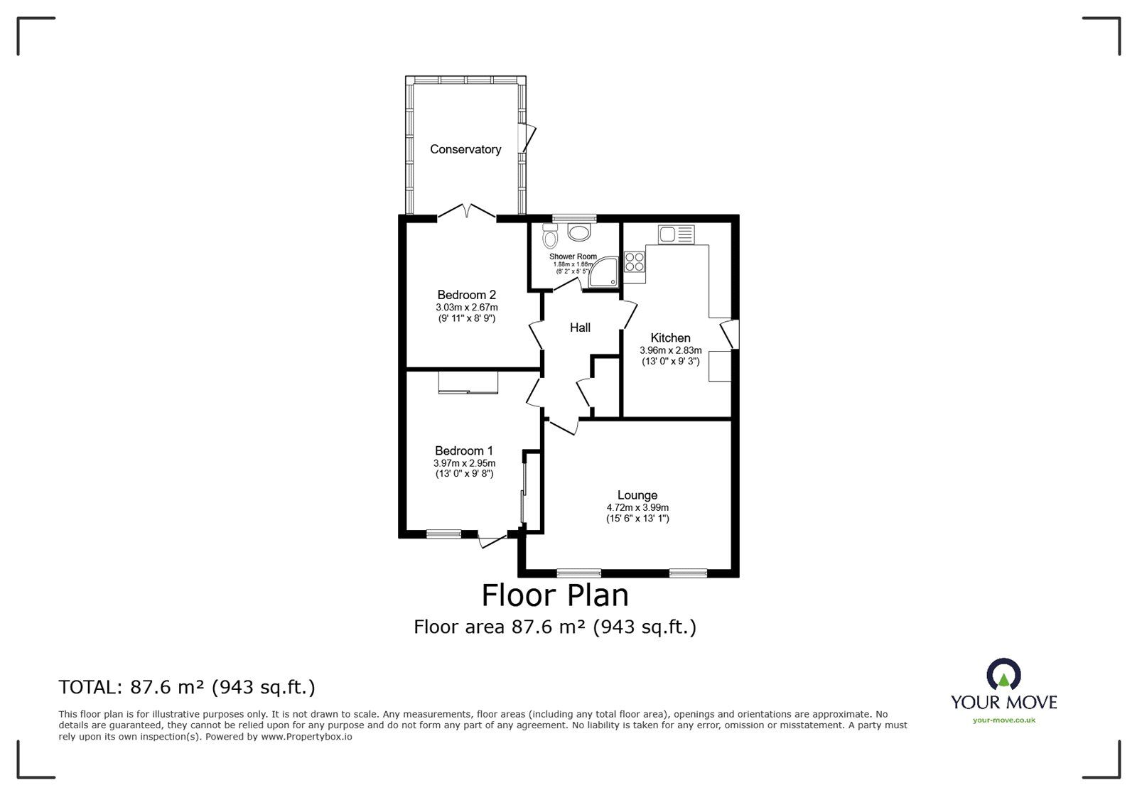 Floorplan of 2 bedroom Semi Detached Bungalow for sale, Meadowlake Close, Lincoln, Lincolnshire, LN6