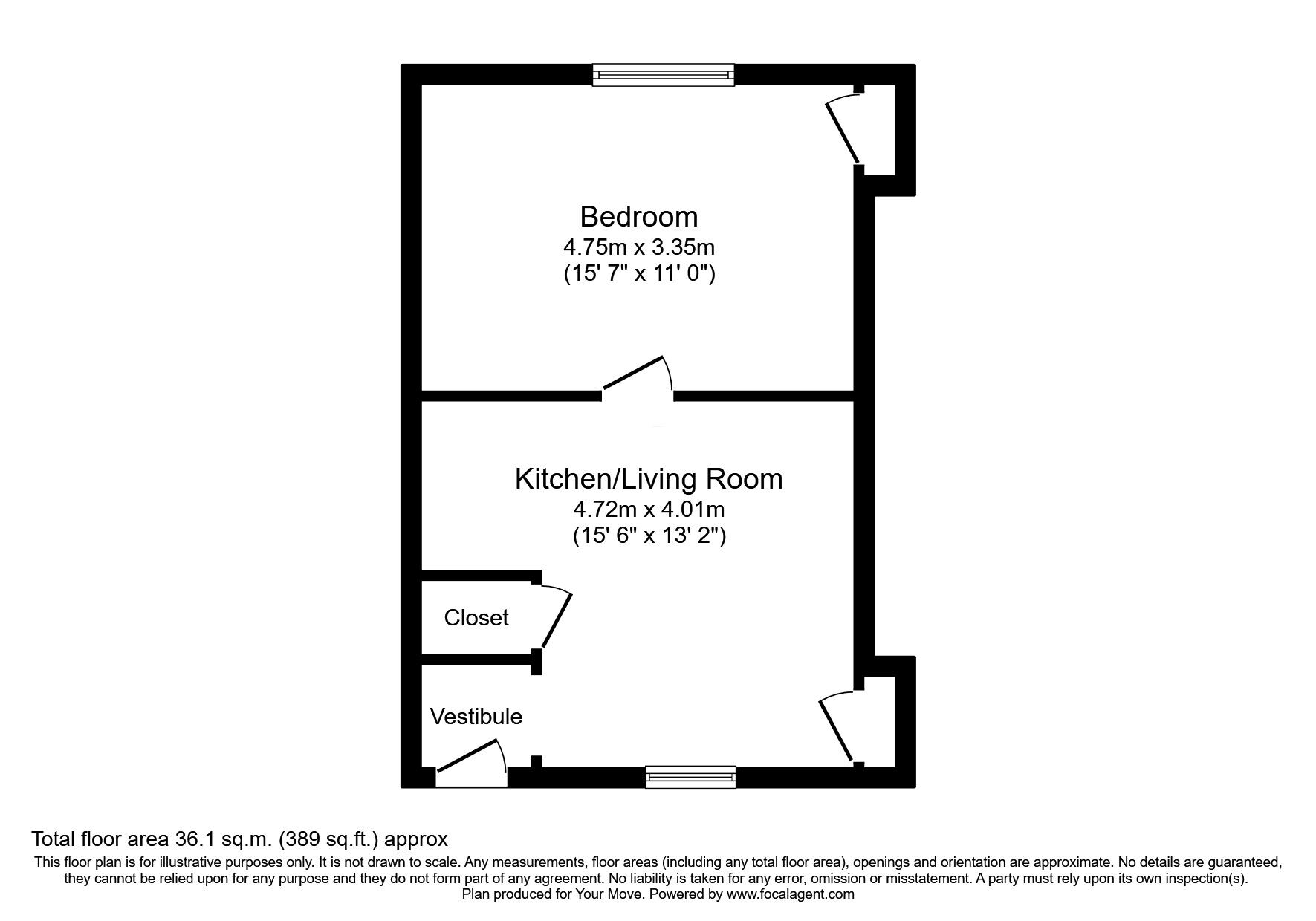 Floorplan of 1 bedroom  Flat for sale, Albert Buildings, Main Street, Bathgate, EH48