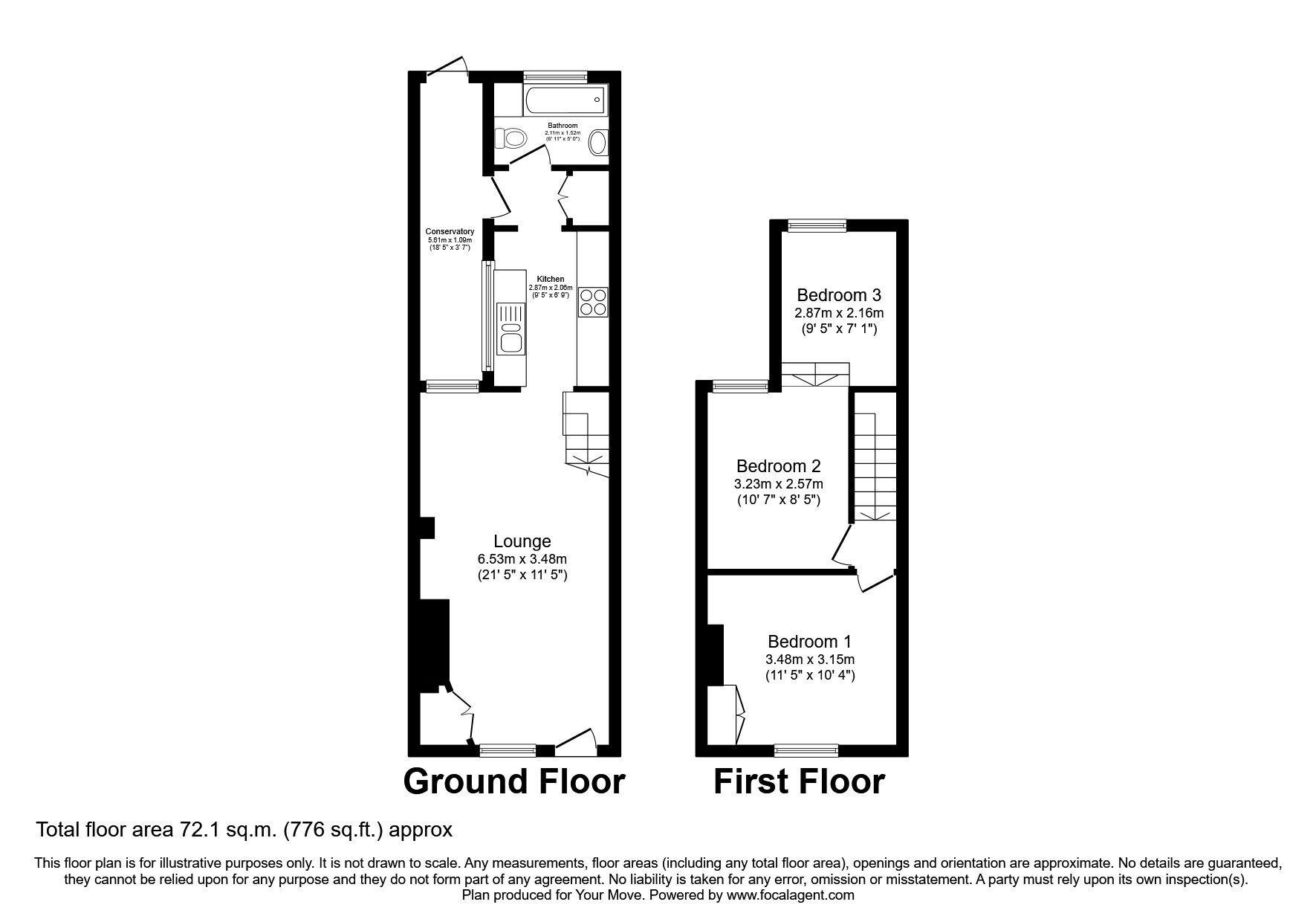 Floorplan of 3 bedroom Mid Terrace House to rent, Station Road, Meopham, Kent, DA13