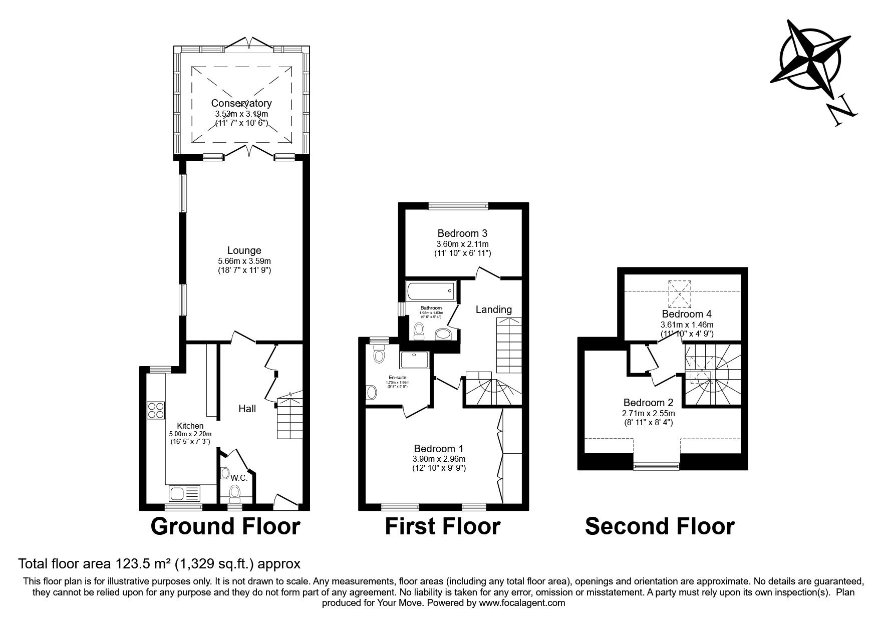 Floorplan of 4 bedroom Semi Detached House for sale, Essex Road, Longfield, Kent, DA3