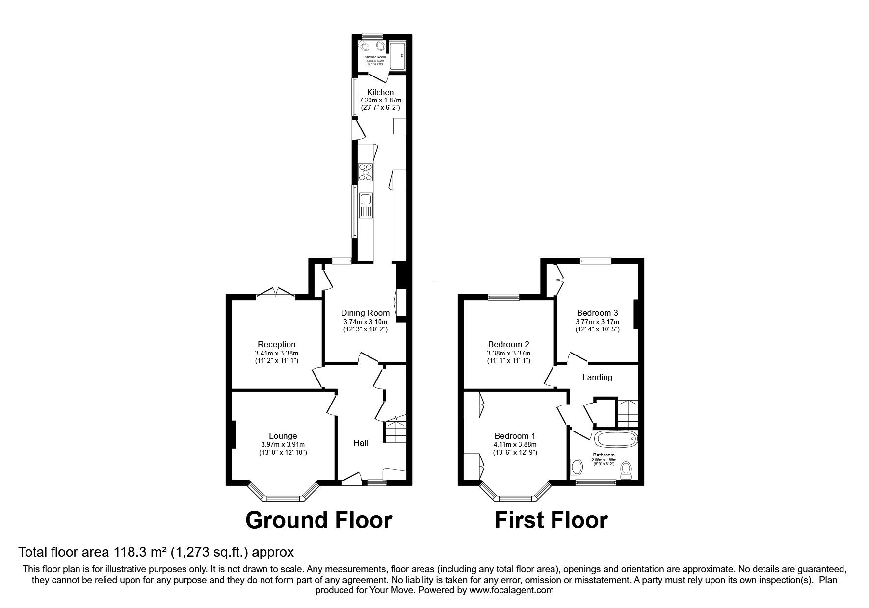 Floorplan of 3 bedroom Semi Detached House for sale, Hartley Road, Longfield, Kent, DA3