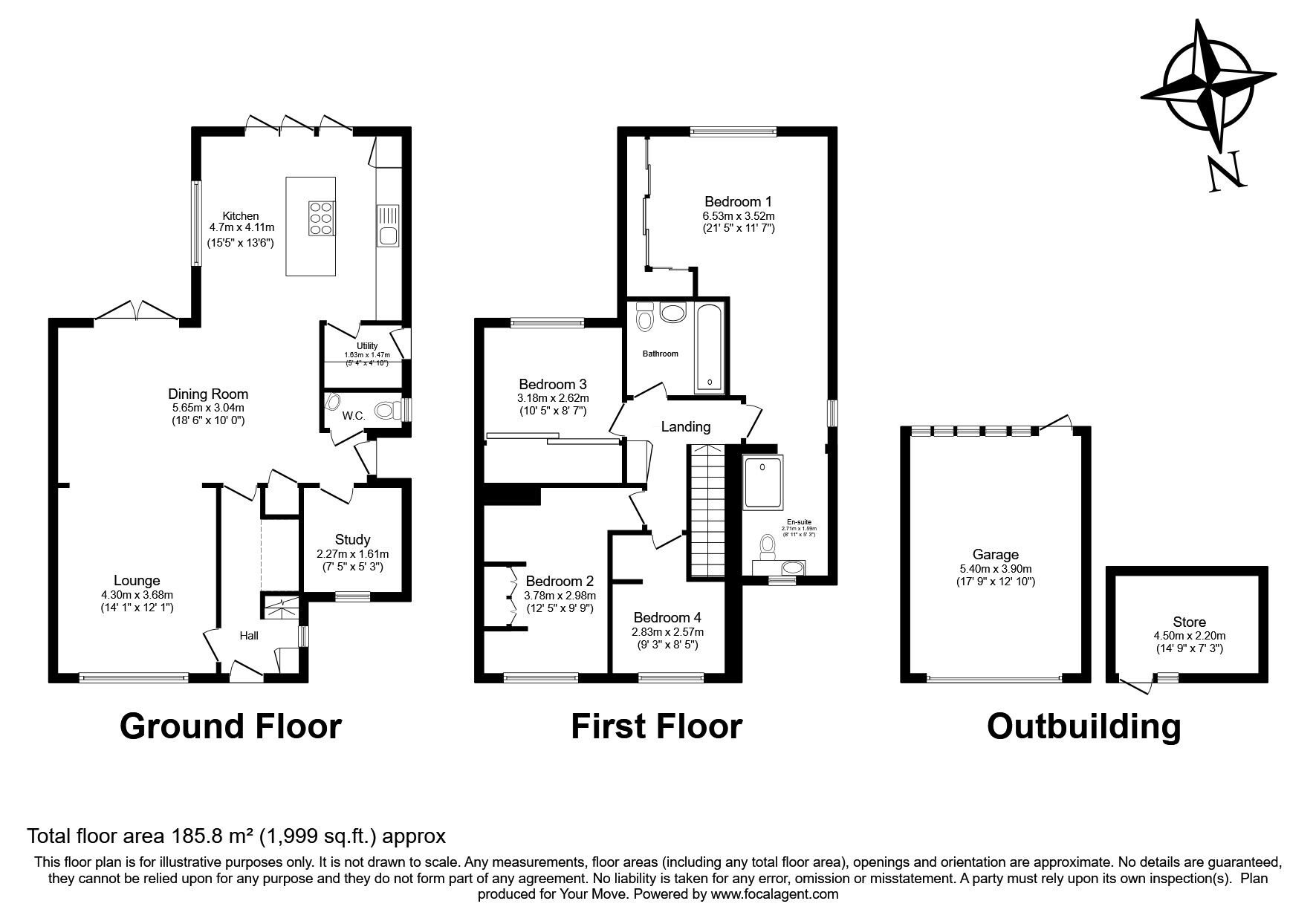 Floorplan of 4 bedroom Semi Detached House for sale, Wellfield, Hartley, Kent, DA3