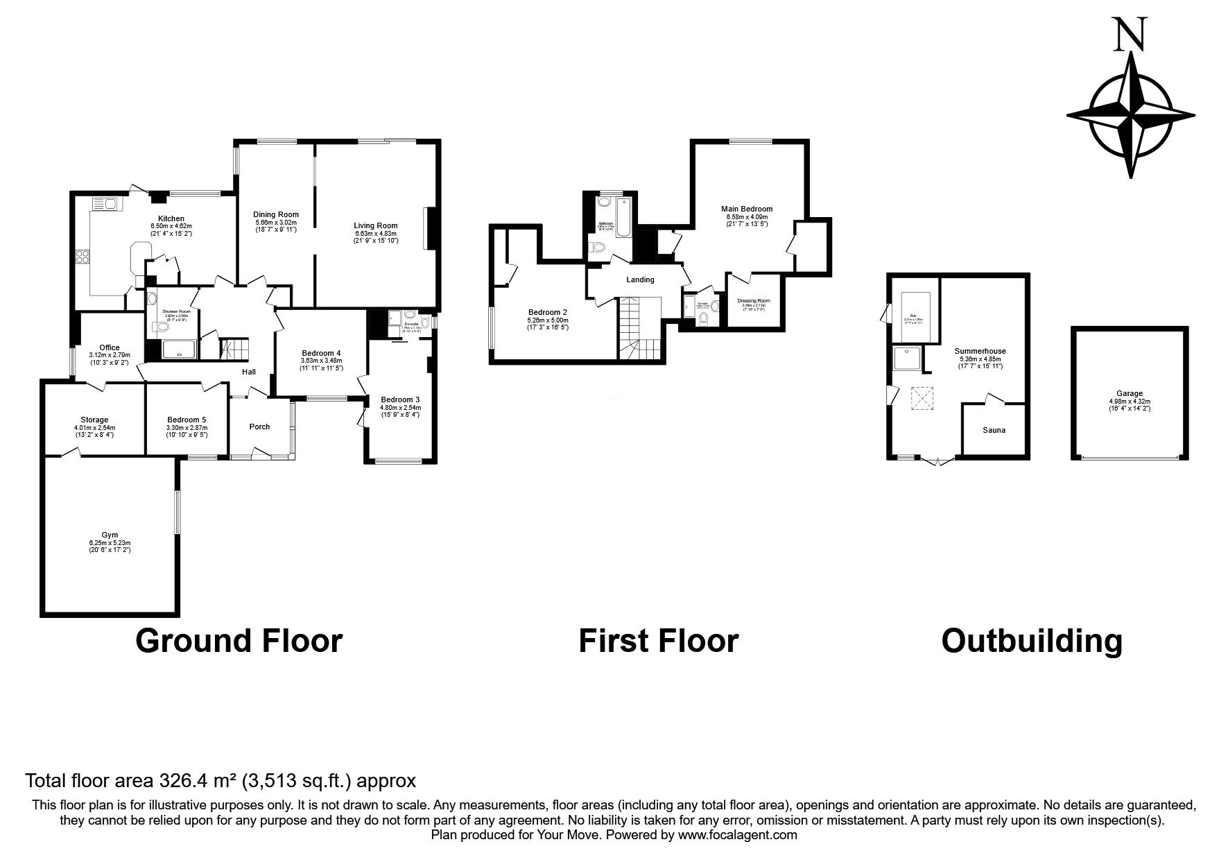 Floorplan of 5 bedroom Detached Bungalow to rent, New Barn Road, Longfield, Kent, DA3