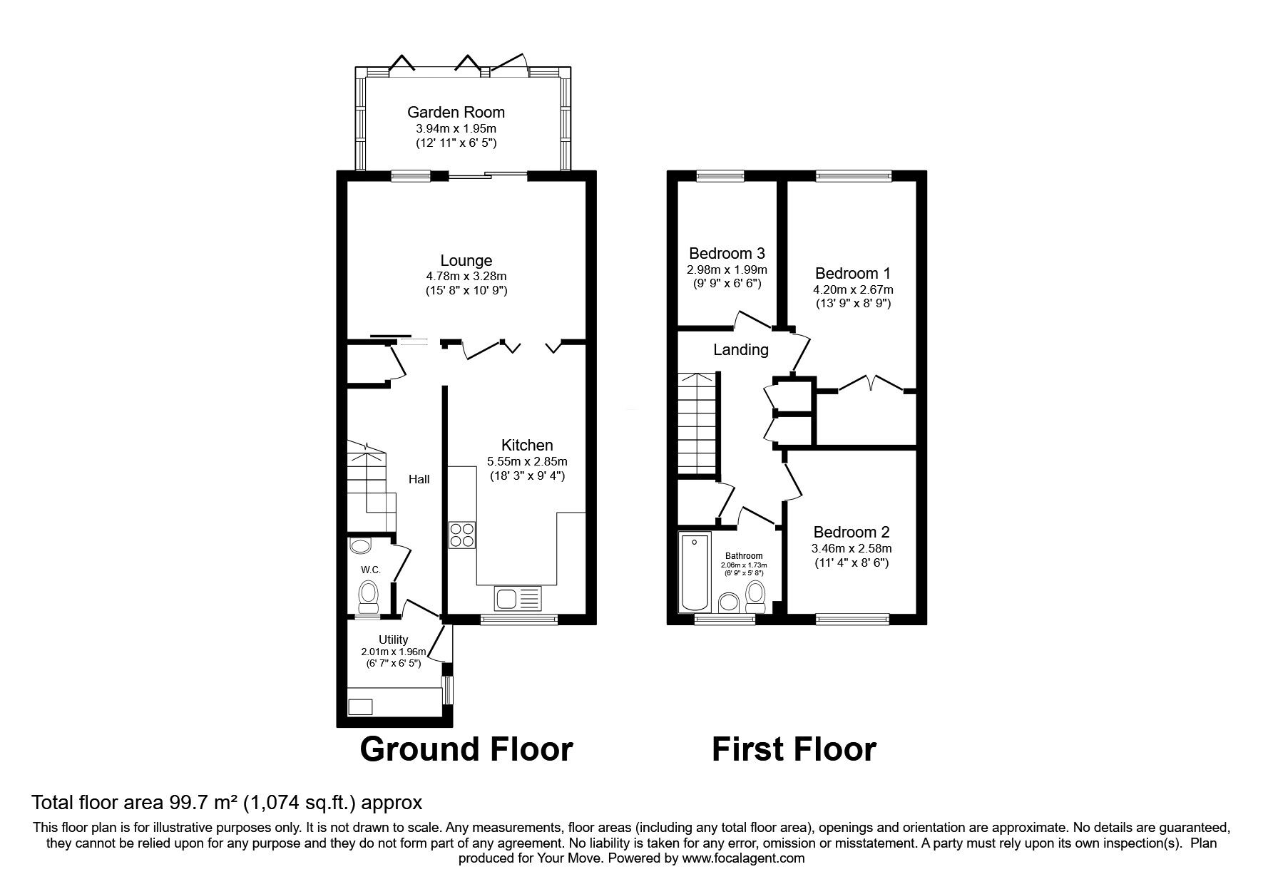 Floorplan of 3 bedroom Mid Terrace House for sale, Caxton Close, Hartley, Kent, DA3