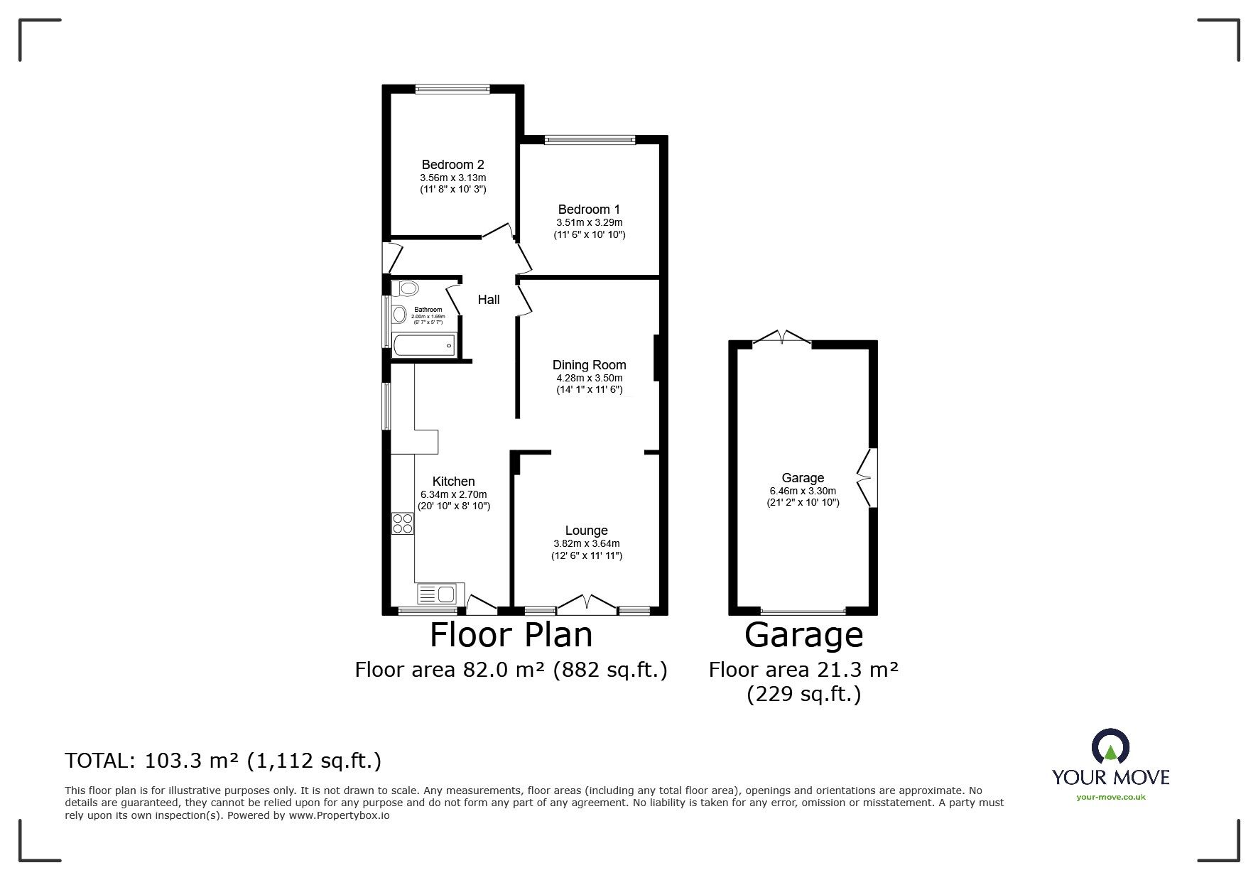 Floorplan of 2 bedroom Semi Detached Bungalow for sale, Larks Field, Hartley, Kent, DA3