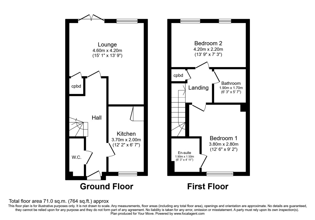 Floorplan of 2 bedroom  House to rent, Coriander Drive, Maidstone, Kent, ME16