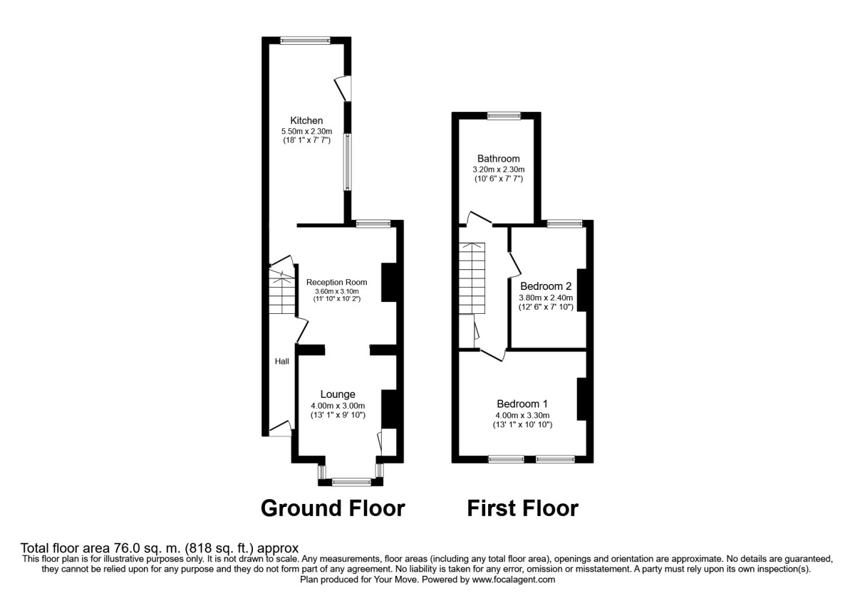 Floorplan of 2 bedroom  House to rent, Bluett Street, Maidstone, Kent, ME14