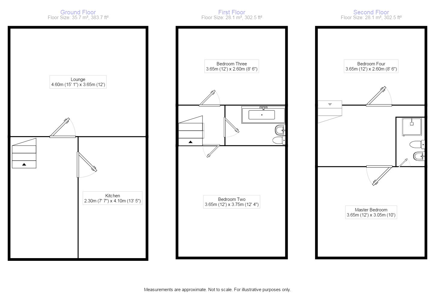 Floorplan of 4 bedroom Mid Terrace House to rent, Fennel Close, Maidstone, Kent, ME16