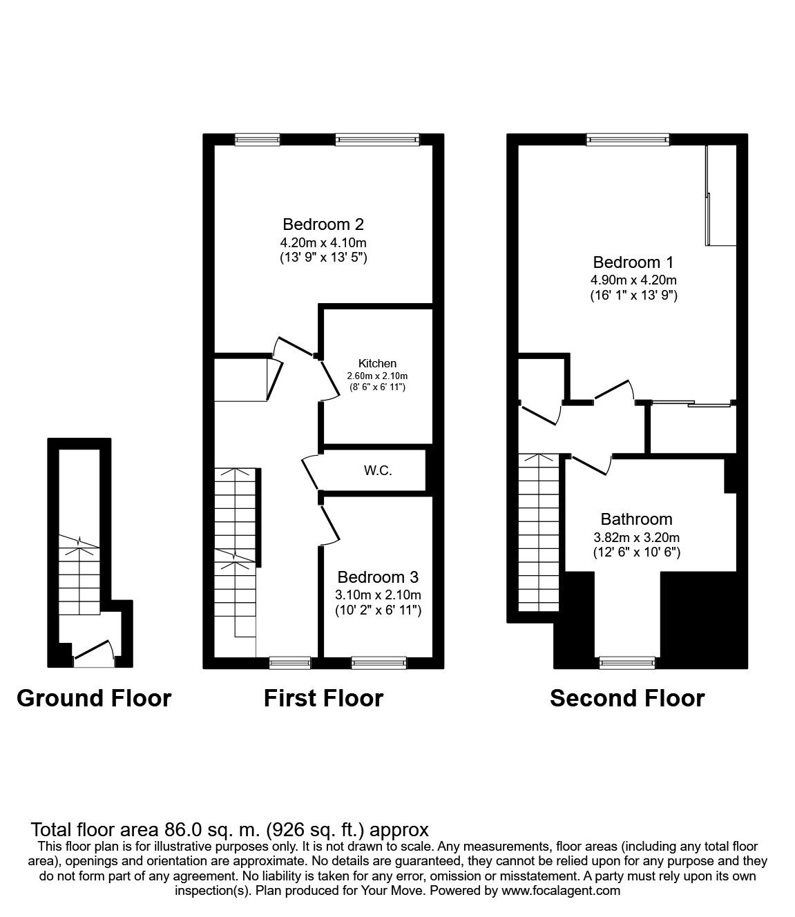 Floorplan of 2 bedroom  Flat to rent, Wharfdale Square, Tovil, Kent, ME15